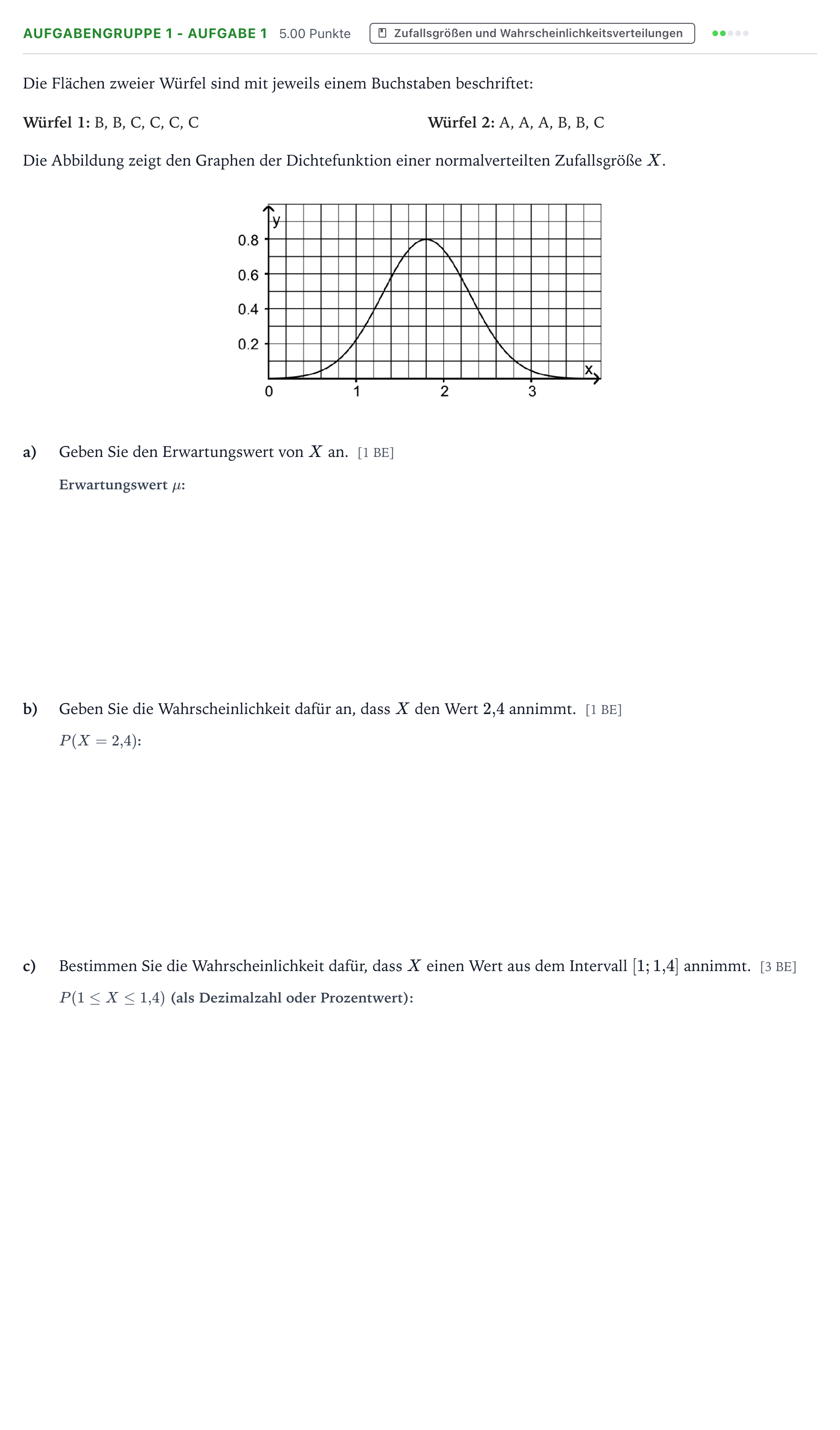 Aufgabenstellung: Aufgabengruppe 1 - Aufgabe 1 · Abitur NRW Mathematik LK · Teil A · Stochastik