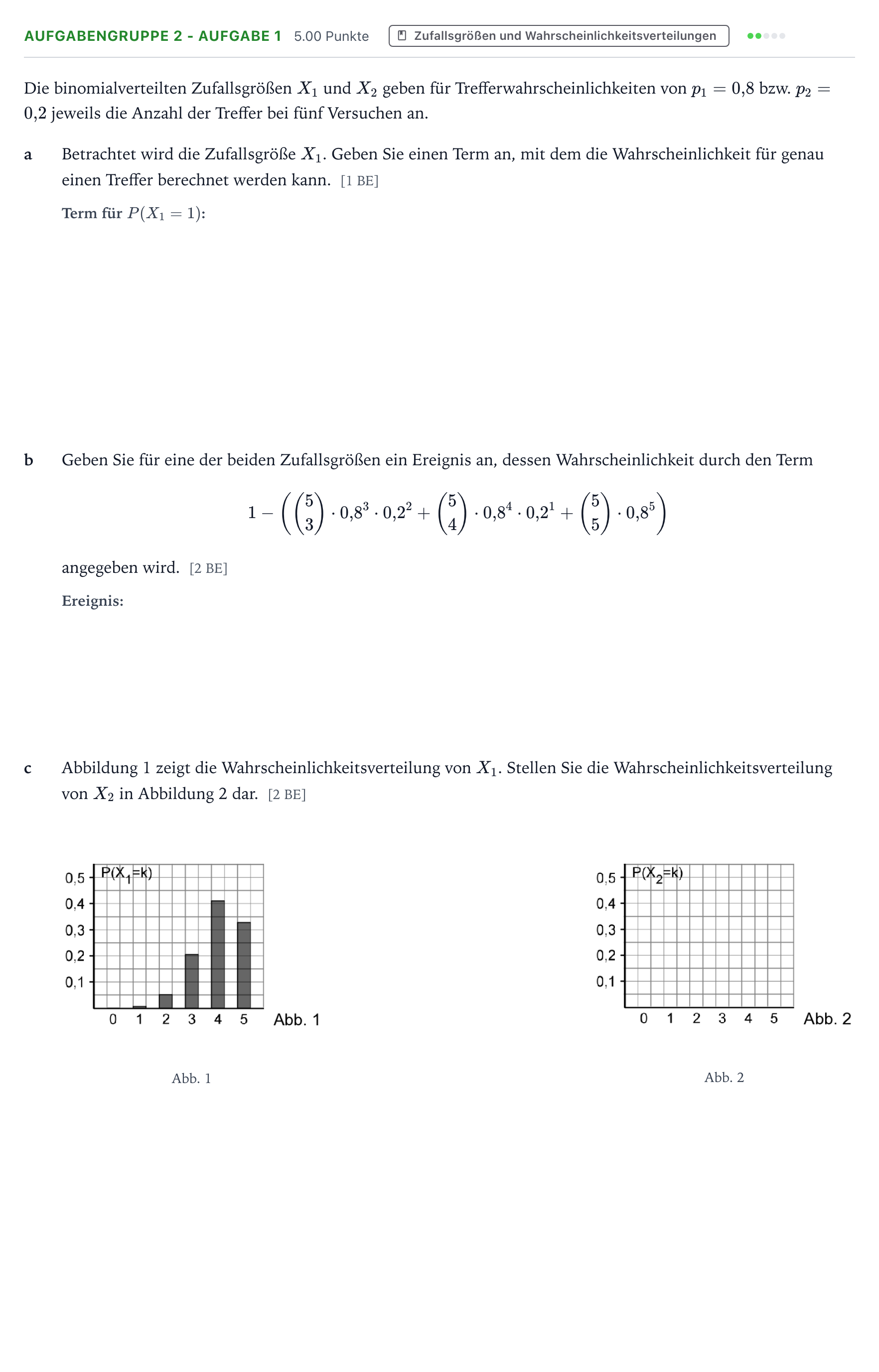 Aufgabenstellung: Aufgabengruppe 2 - Aufgabe 1 · Abitur NRW Mathematik LK · Teil A · Stochastik