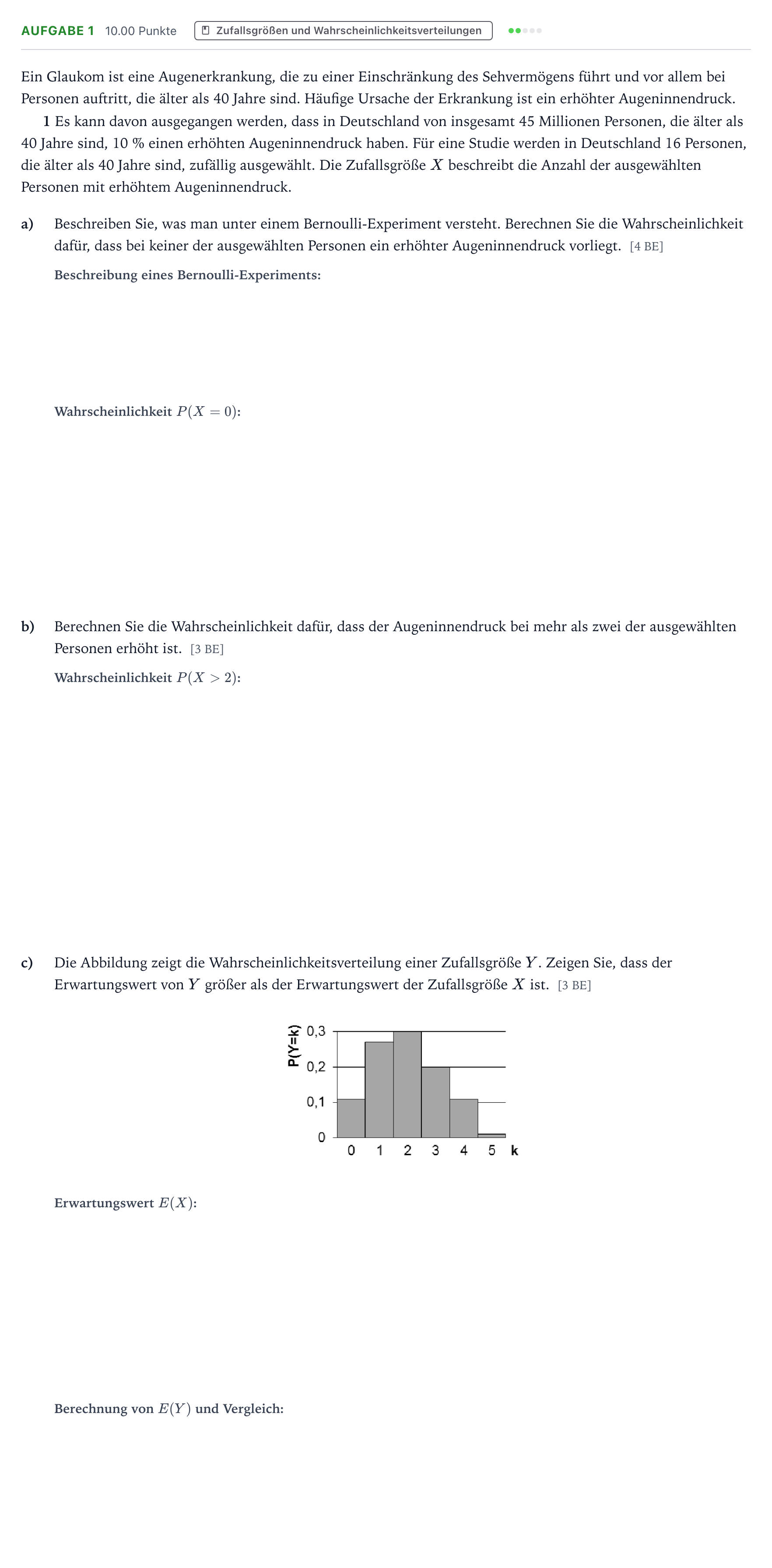 Aufgabenstellung: Aufgabe 1 · Abitur NRW Mathematik GK · Teil B · Stochastik (WTR)