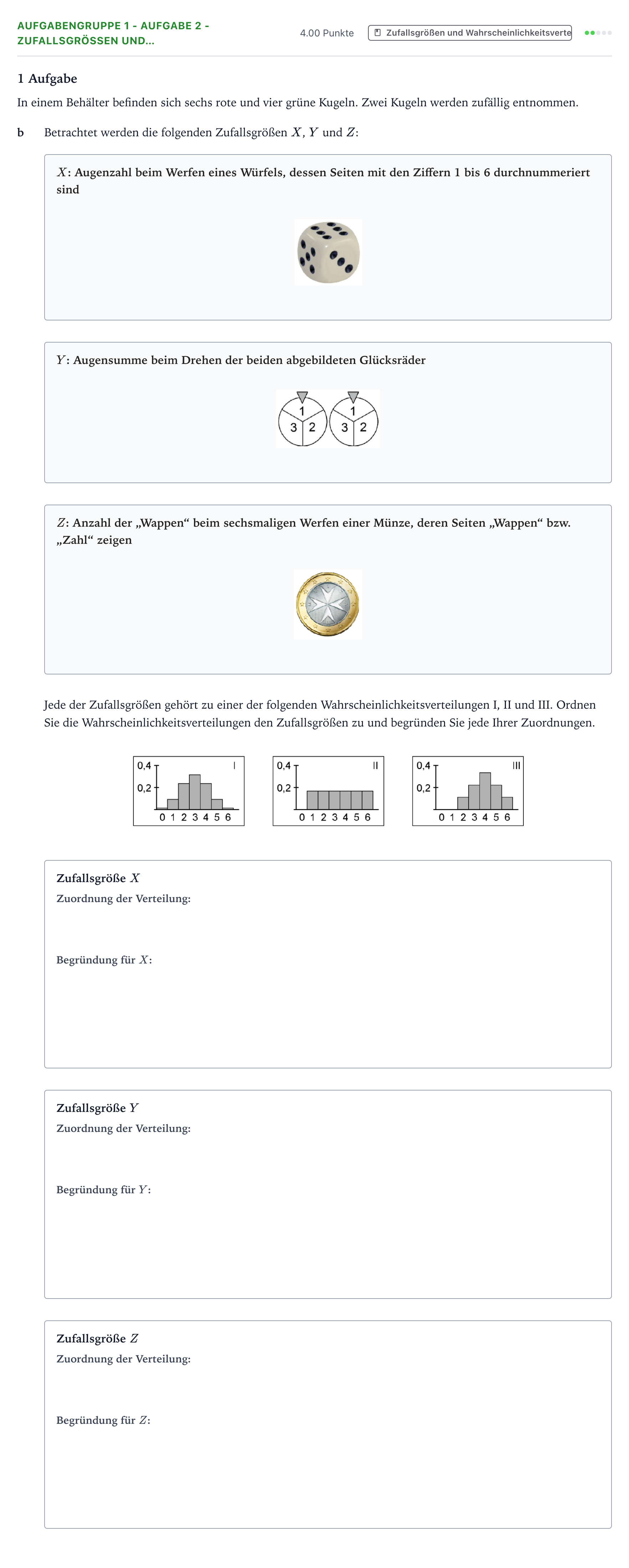 Aufgabenstellung: Aufgabengruppe 1 - Aufgabe 2 - Zufallsgrößen und… · Abitur NRW Mathematik GK · Teil A · Stochastik