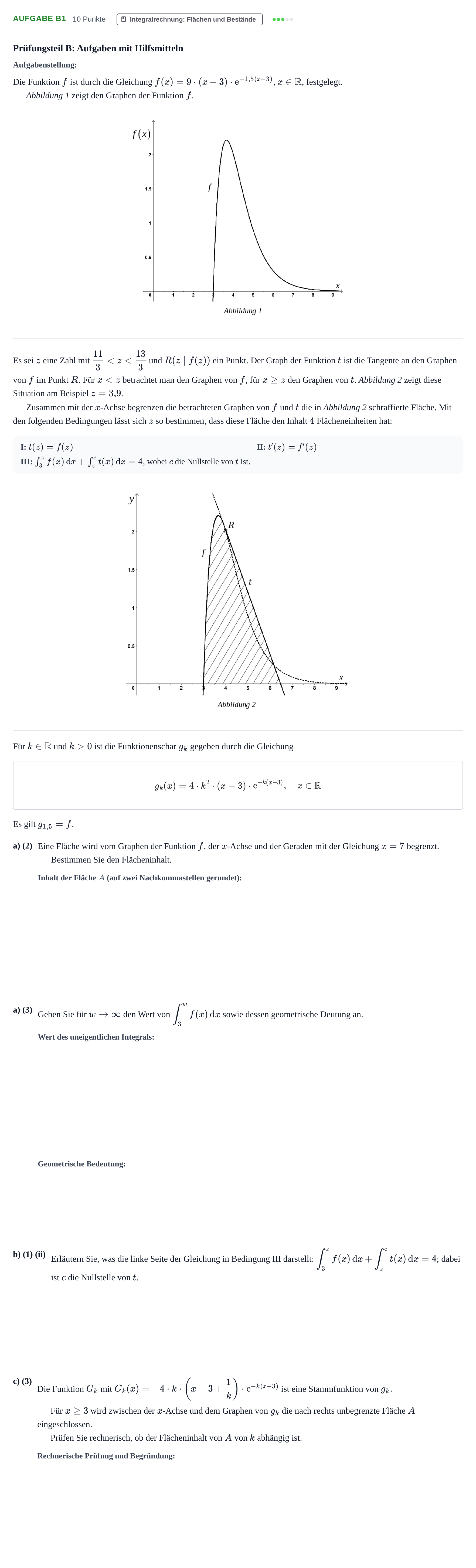 Aufgabenstellung: Aufgabe B1 - Integralrechnung · Abitur NRW Mathematik LK · Haupttermin · GTR 2022