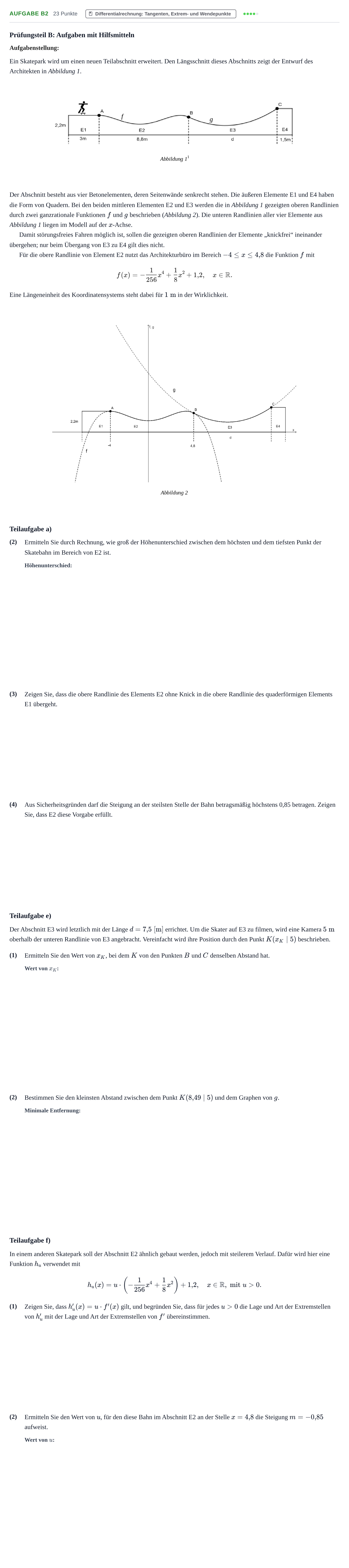 Aufgabenstellung: Aufgabe B2 - Differentialrechnung · Abitur NRW Mathematik LK · Haupttermin · GTR 2022