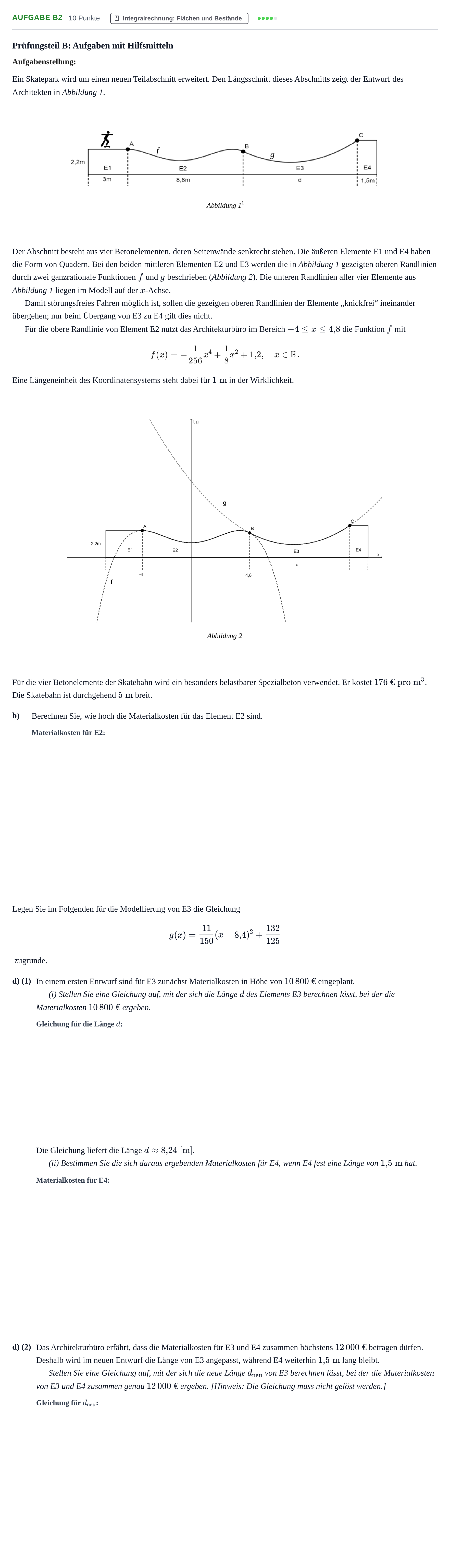Aufgabenstellung: Aufgabe B2 - Integralrechnung · Abitur NRW Mathematik LK · Haupttermin · GTR 2022