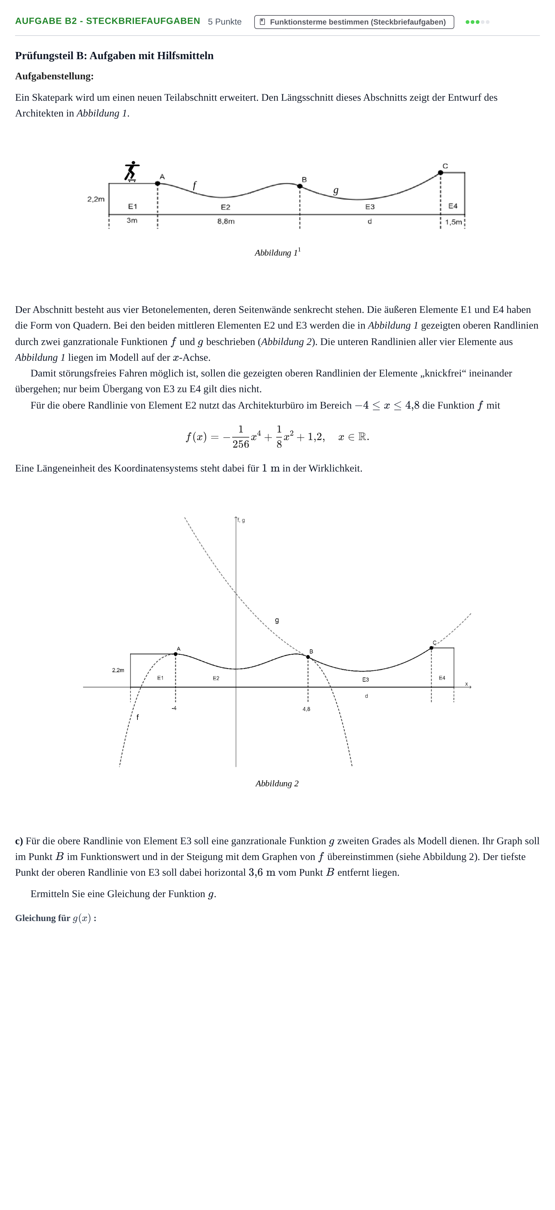 Aufgabenstellung: Aufgabe B2 - Steckbriefaufgaben · Abitur NRW Mathematik LK · Haupttermin · GTR 2022