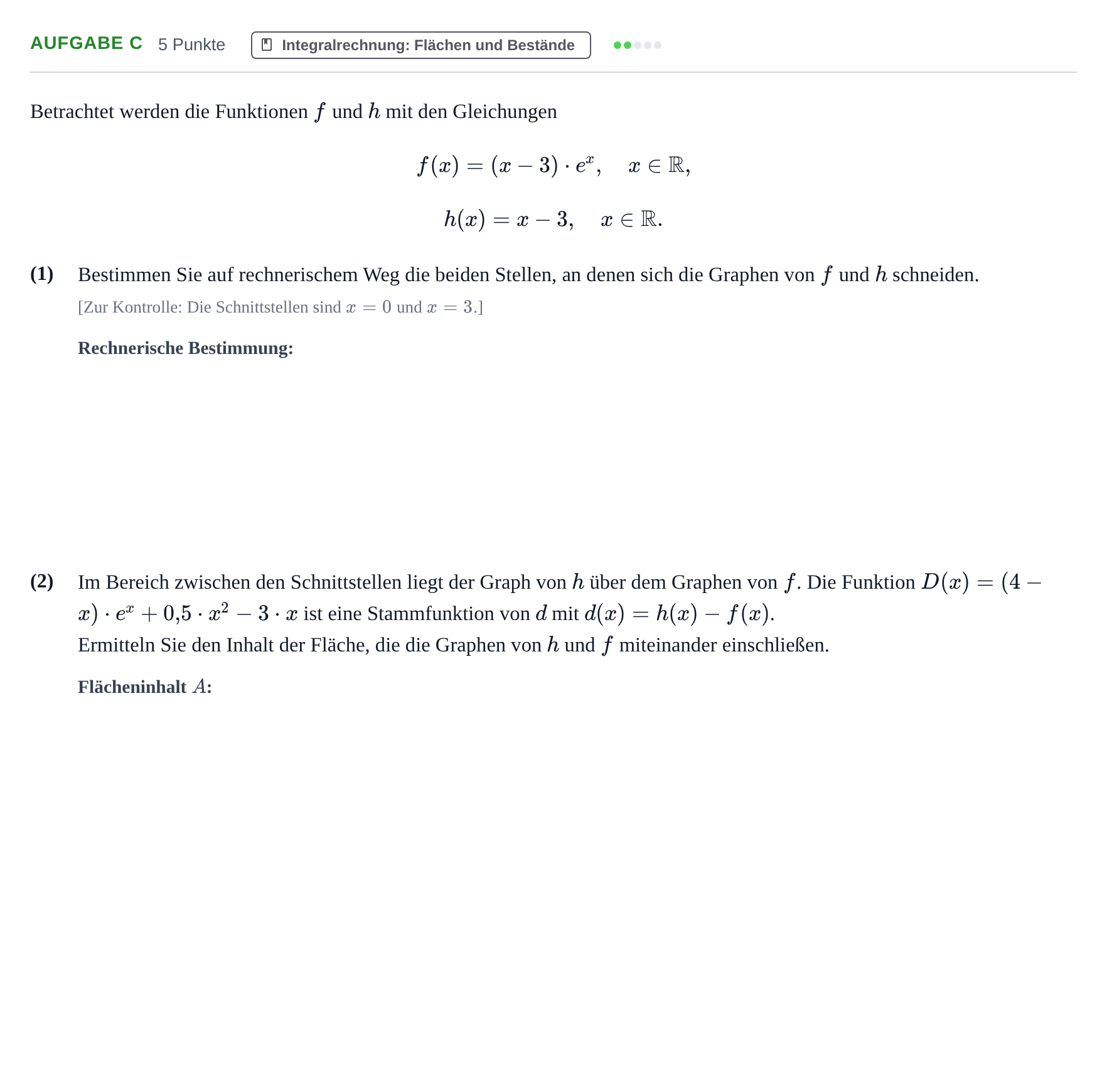 Aufgabenstellung: Aufgabe c · Abitur NRW Mathematik LK · Haupttermin · GTR 2022
