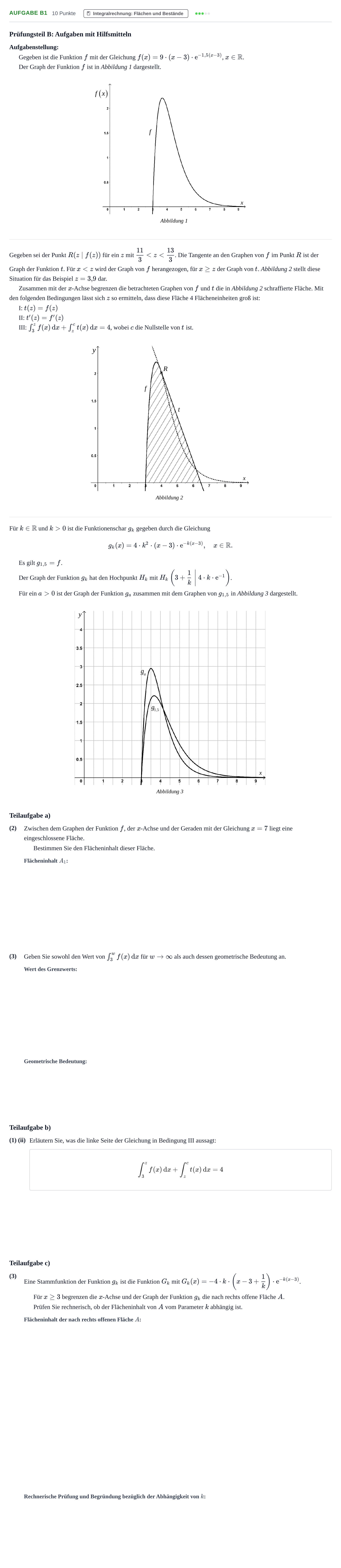 Aufgabenstellung: Aufgabe B1 - Integralrechnung · Abitur NRW Mathematik LK · Haupttermin · GTR · Weiterbildungsk 2022
