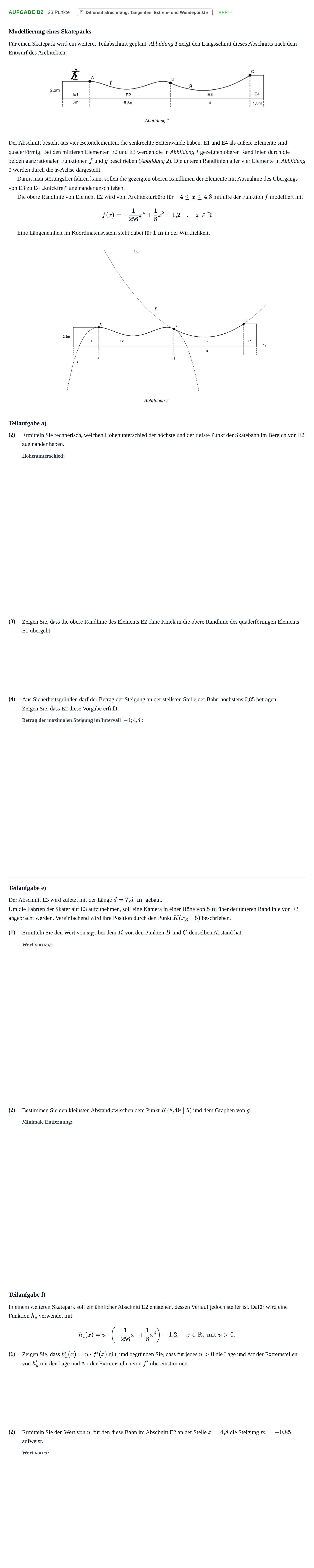 Aufgabenstellung: Aufgabe B2 - Differentialrechnung · Abitur NRW Mathematik LK · Haupttermin · GTR · Weiterbildungsk 2022