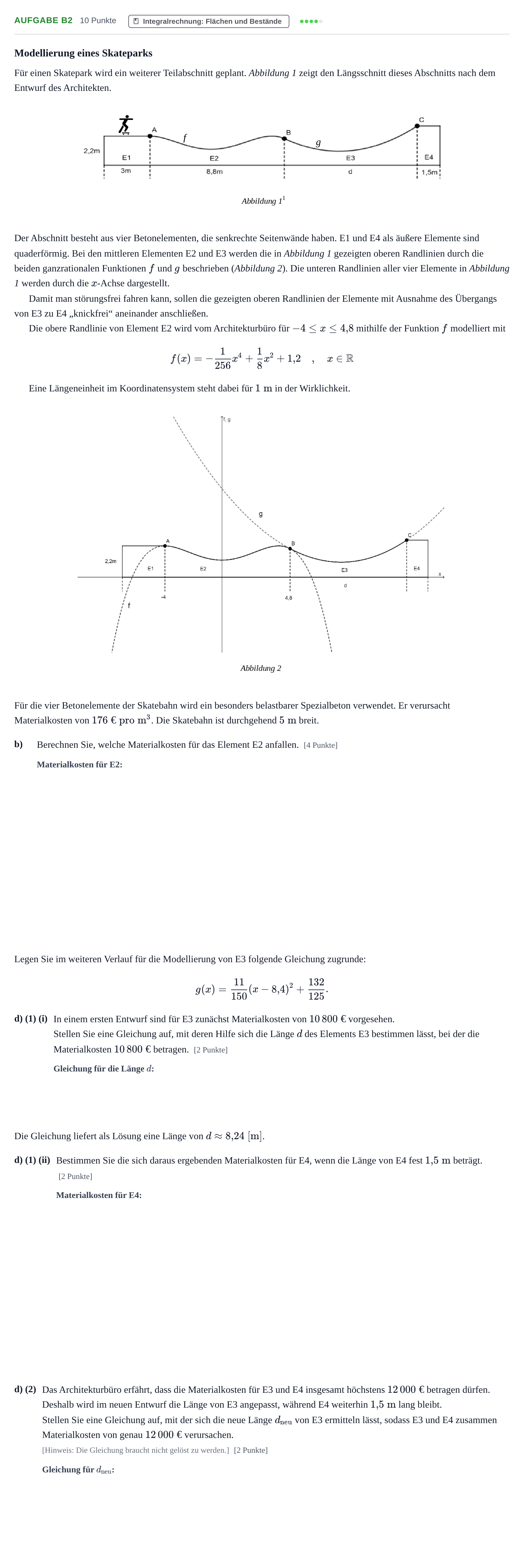Aufgabenstellung: Aufgabe B2 - Integralrechnung · Abitur NRW Mathematik LK · Haupttermin · GTR · Weiterbildungsk 2022