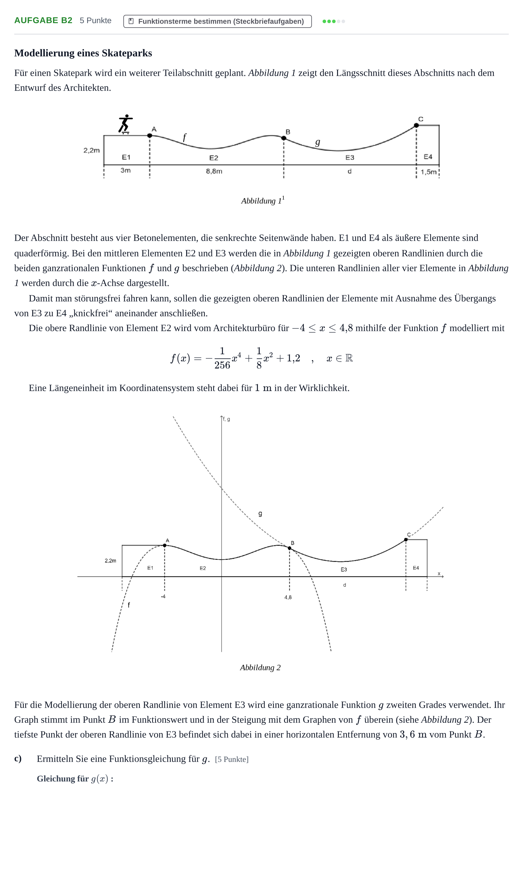 Aufgabenstellung: Aufgabe B2 - Funktionsterme bestimmen · Abitur NRW Mathematik LK · Haupttermin · GTR · Weiterbildungsk 2022