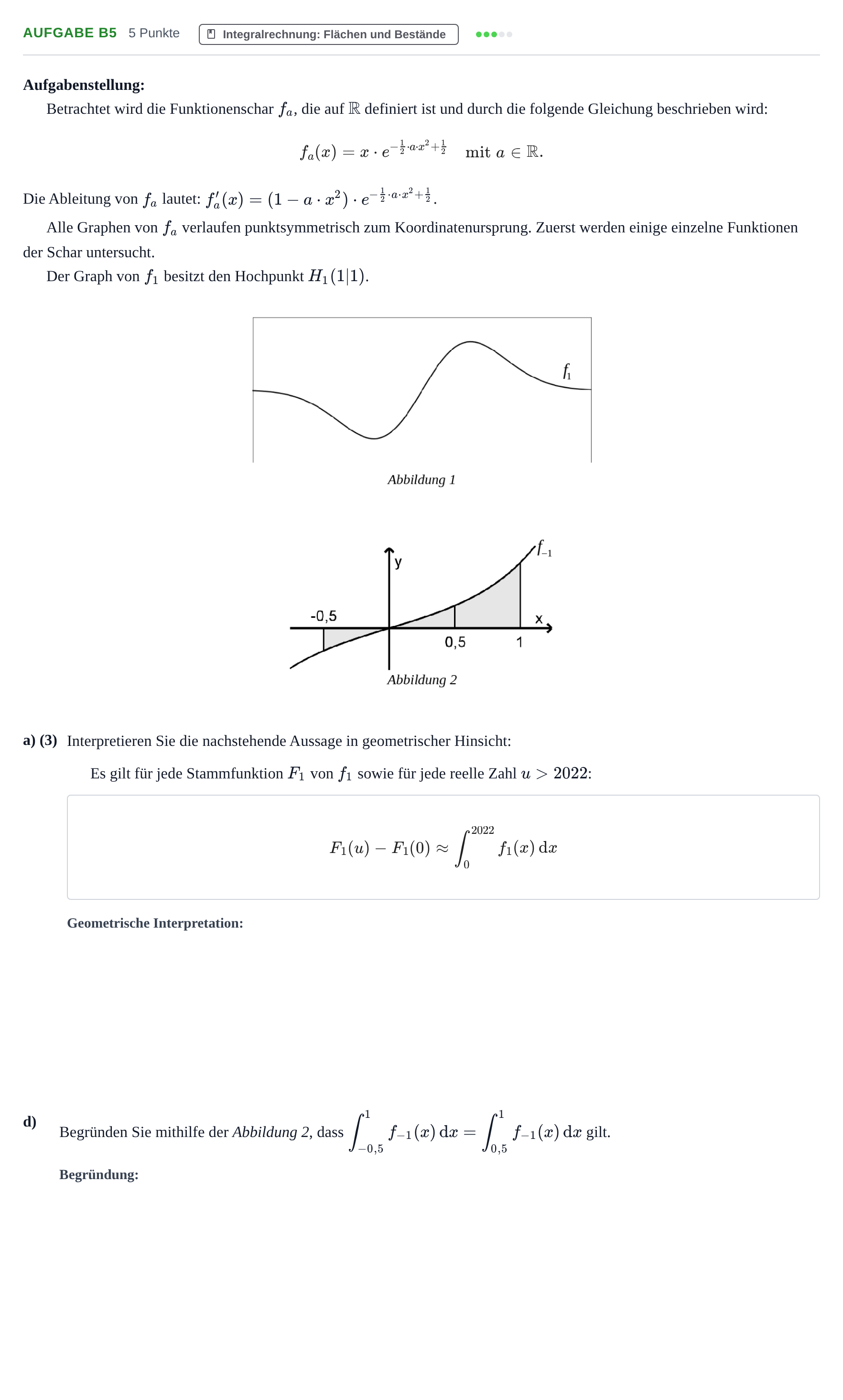 Aufgabenstellung: Aufgabe B5 - Integralrechnung · Abitur NRW Mathematik LK · Haupttermin · GTR · Weiterbildungsk 2022