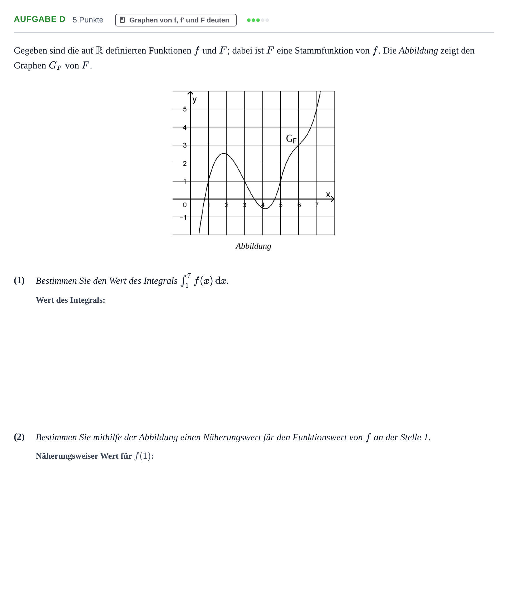 Aufgabenstellung: Aufgabe d · Abitur NRW Mathematik LK · Haupttermin · GTR · Weiterbildungsk 2022