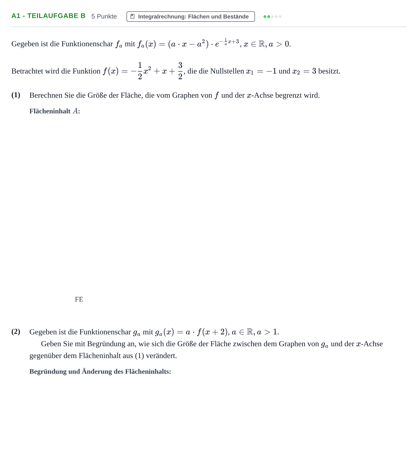 Aufgabenstellung: Aufgabe A1 - Teilaufgabe b · Abitur NRW Mathematik LK · Nachtermin · CAS 2022
