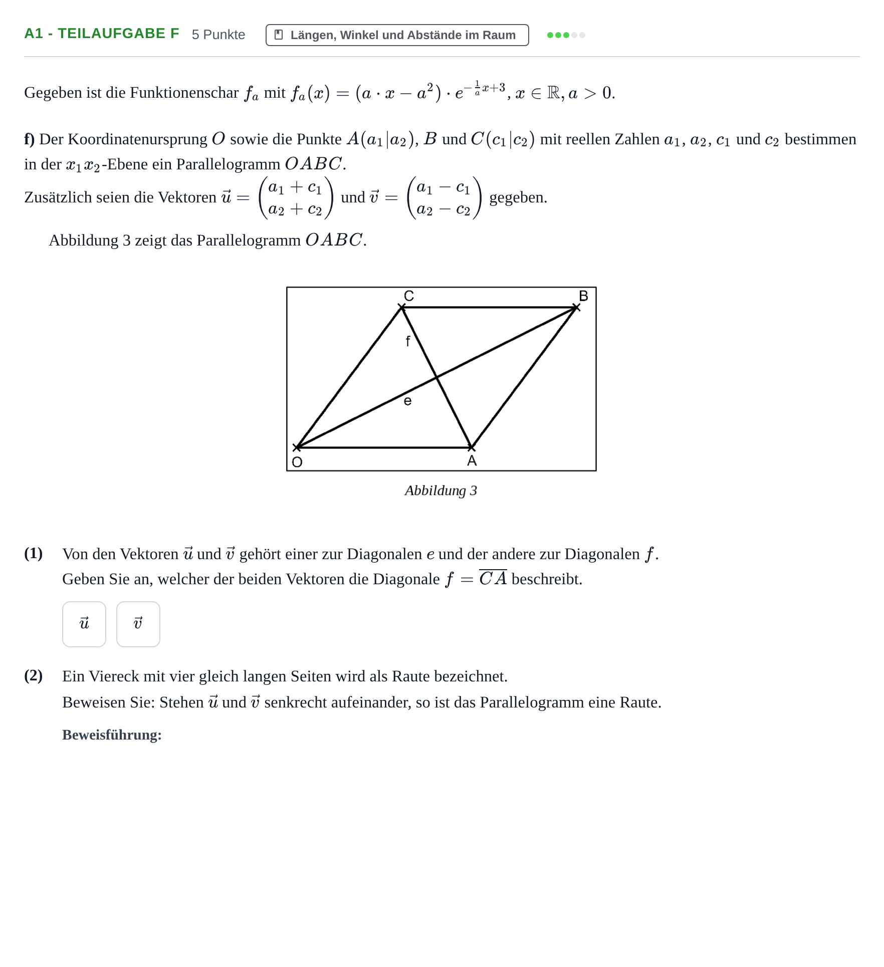 Aufgabenstellung: Aufgabe A1 - Teilaufgabe f · Abitur NRW Mathematik LK · Nachtermin · CAS 2022