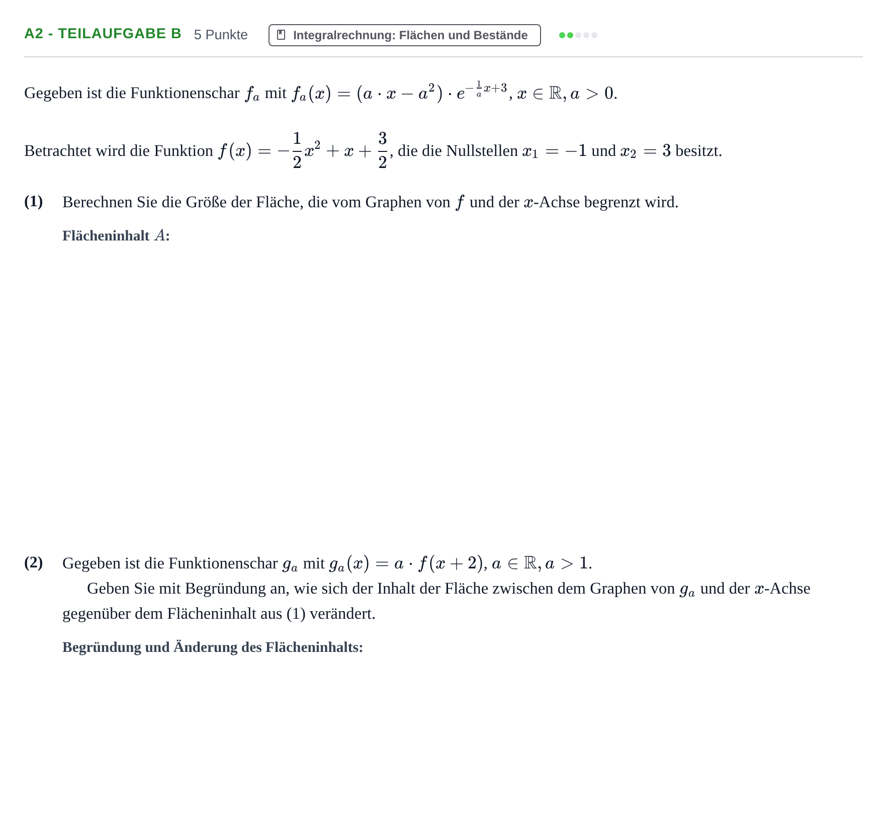 Aufgabenstellung: Aufgabe A2 - Teilaufgabe b · Abitur NRW Mathematik LK · Nachtermin · CAS 2022