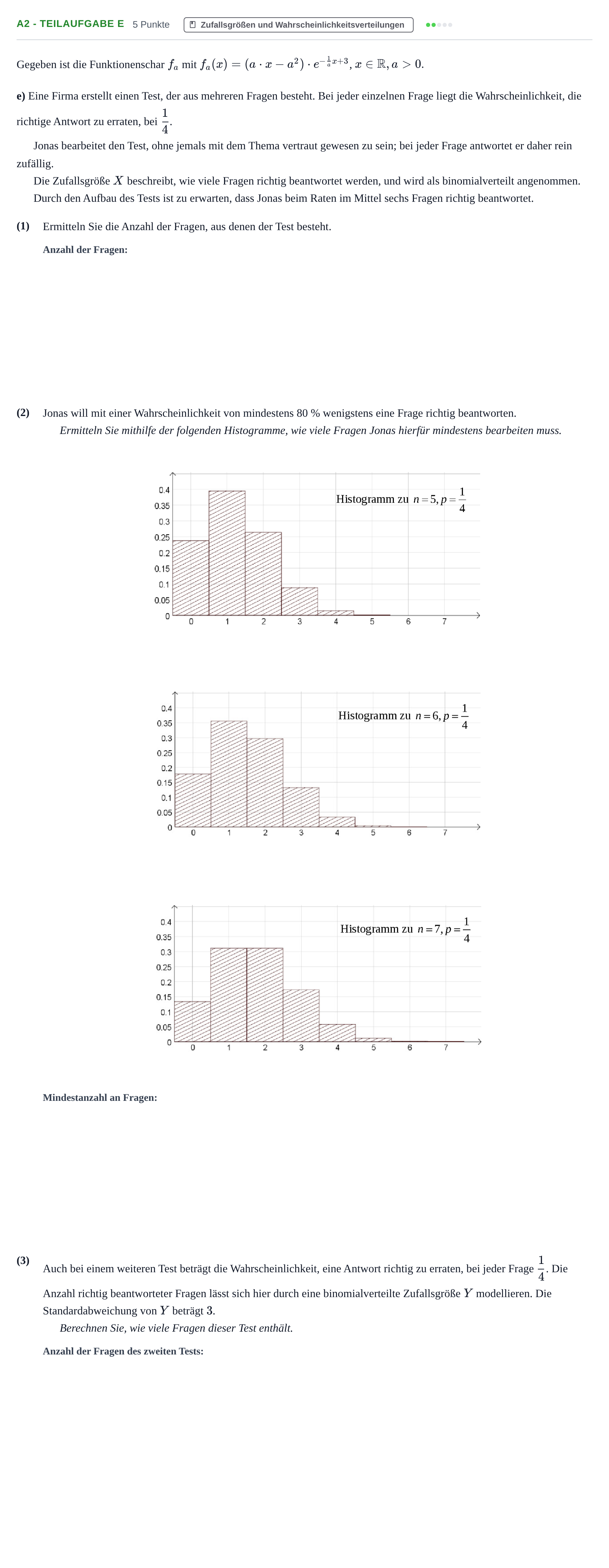 Aufgabenstellung: Aufgabe A2 - Teilaufgabe e · Abitur NRW Mathematik LK · Nachtermin · CAS 2022