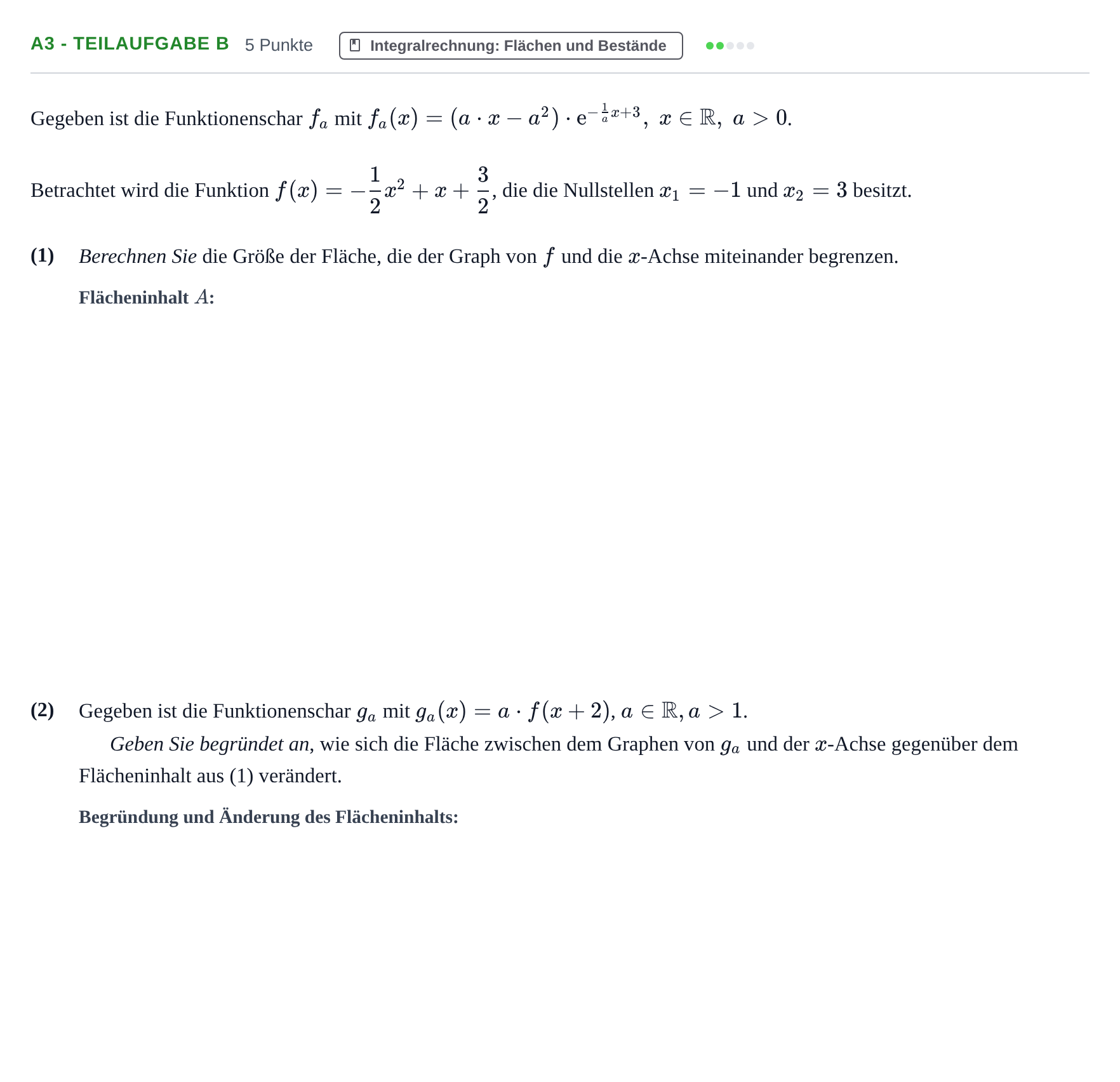 Aufgabenstellung: Aufgabe A3 - Teilaufgabe b · Abitur NRW Mathematik LK · Nachtermin · CAS 2022