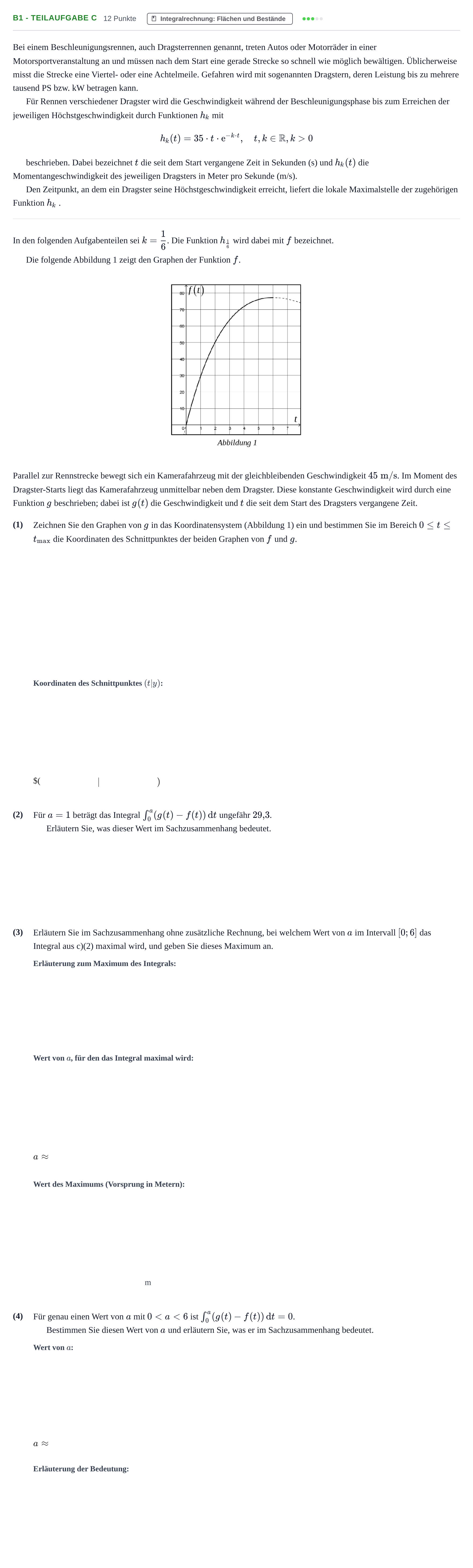 Aufgabenstellung: Aufgabe B1 - Teilaufgabe c · Abitur NRW Mathematik LK · Nachtermin · CAS 2022