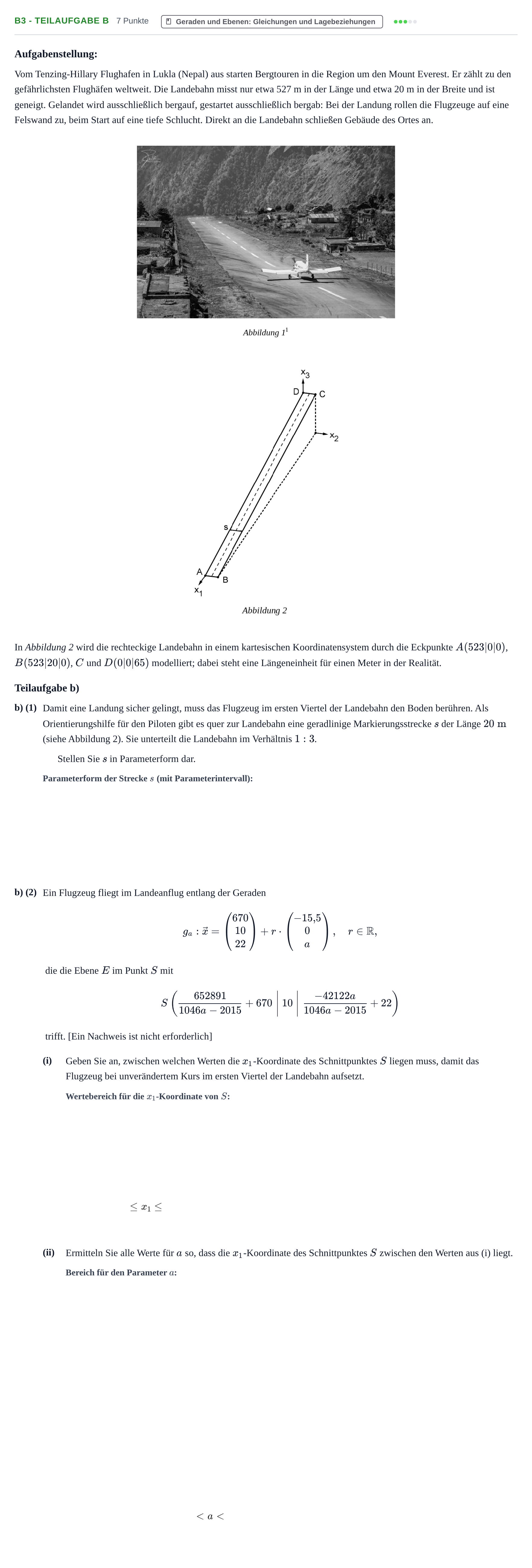 Aufgabenstellung: Aufgabe B3 - Teilaufgabe b · Abitur NRW Mathematik LK · Nachtermin · CAS 2022
