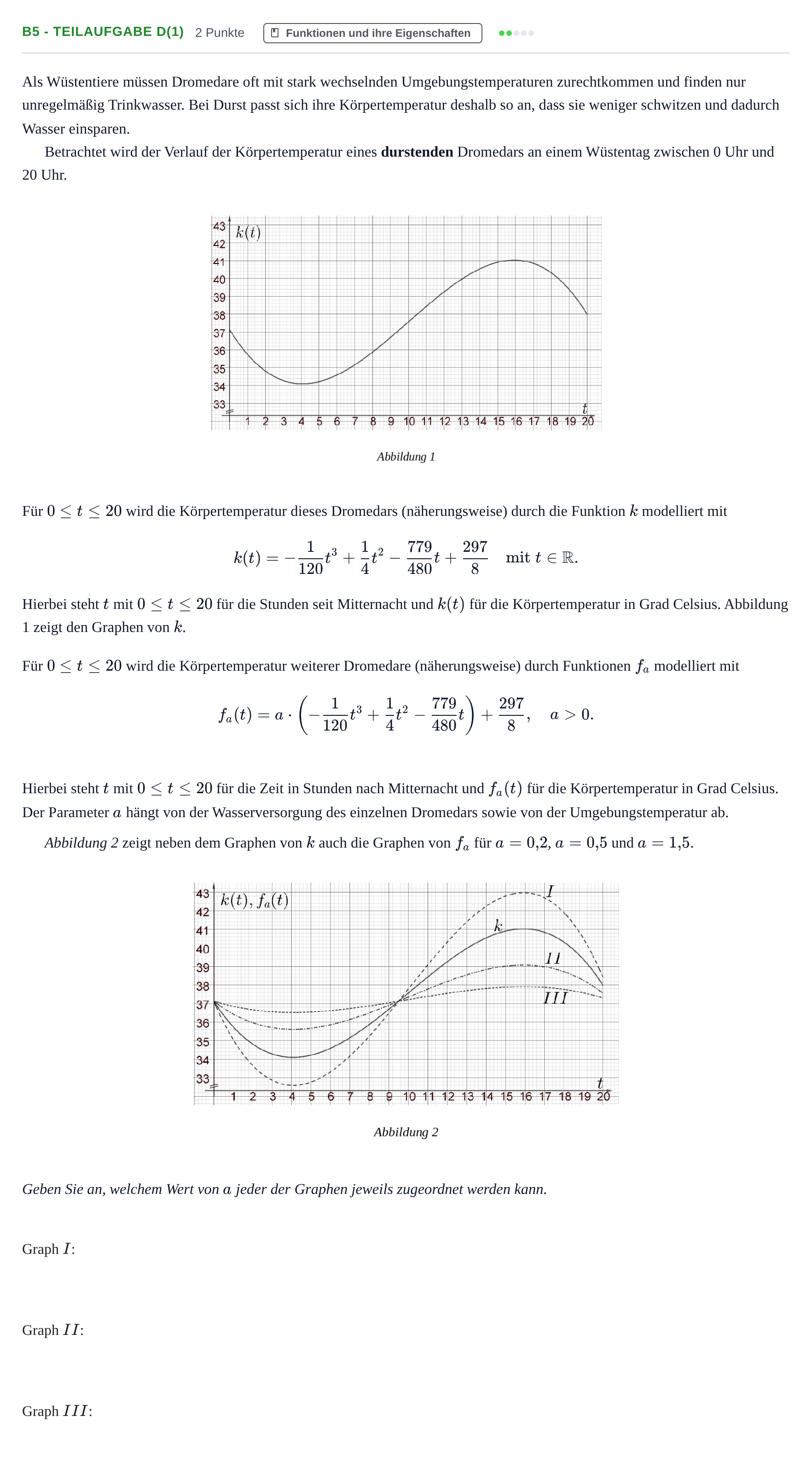 Aufgabenstellung: Aufgabe B5 - Teilaufgabe d(1) · Abitur NRW Mathematik LK · Nachtermin · CAS 2022