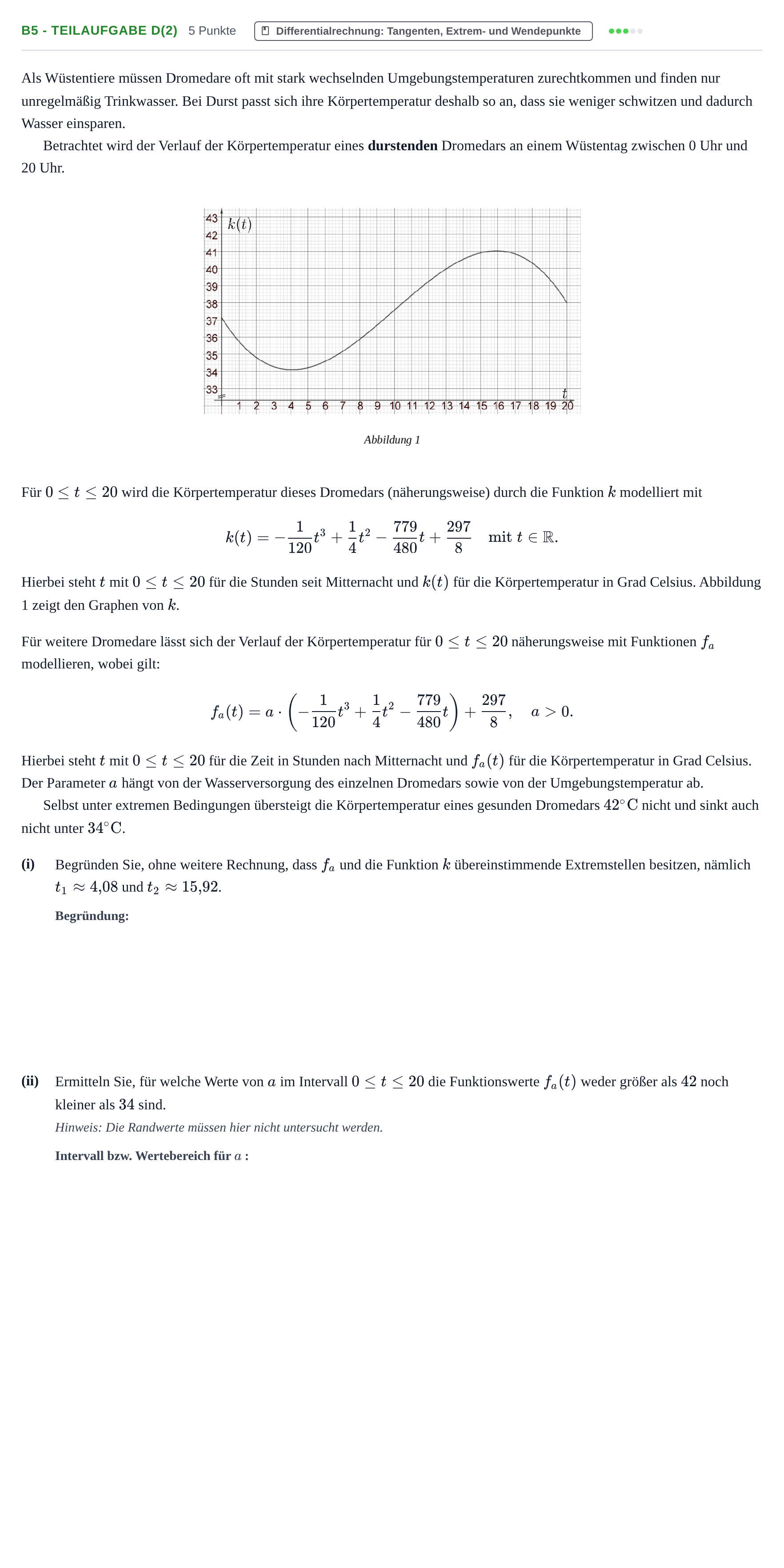 Aufgabenstellung: Aufgabe B5 - Teilaufgabe d(2) · Abitur NRW Mathematik LK · Nachtermin · CAS 2022