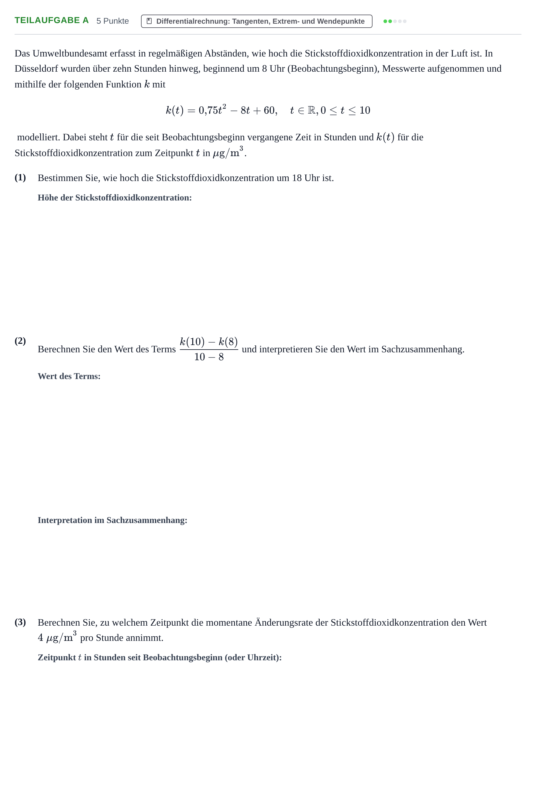 Aufgabenstellung: Teilaufgabe a · Abitur NRW Mathematik LK · Nachtermin · CAS · Weiterbildungsko 2022
