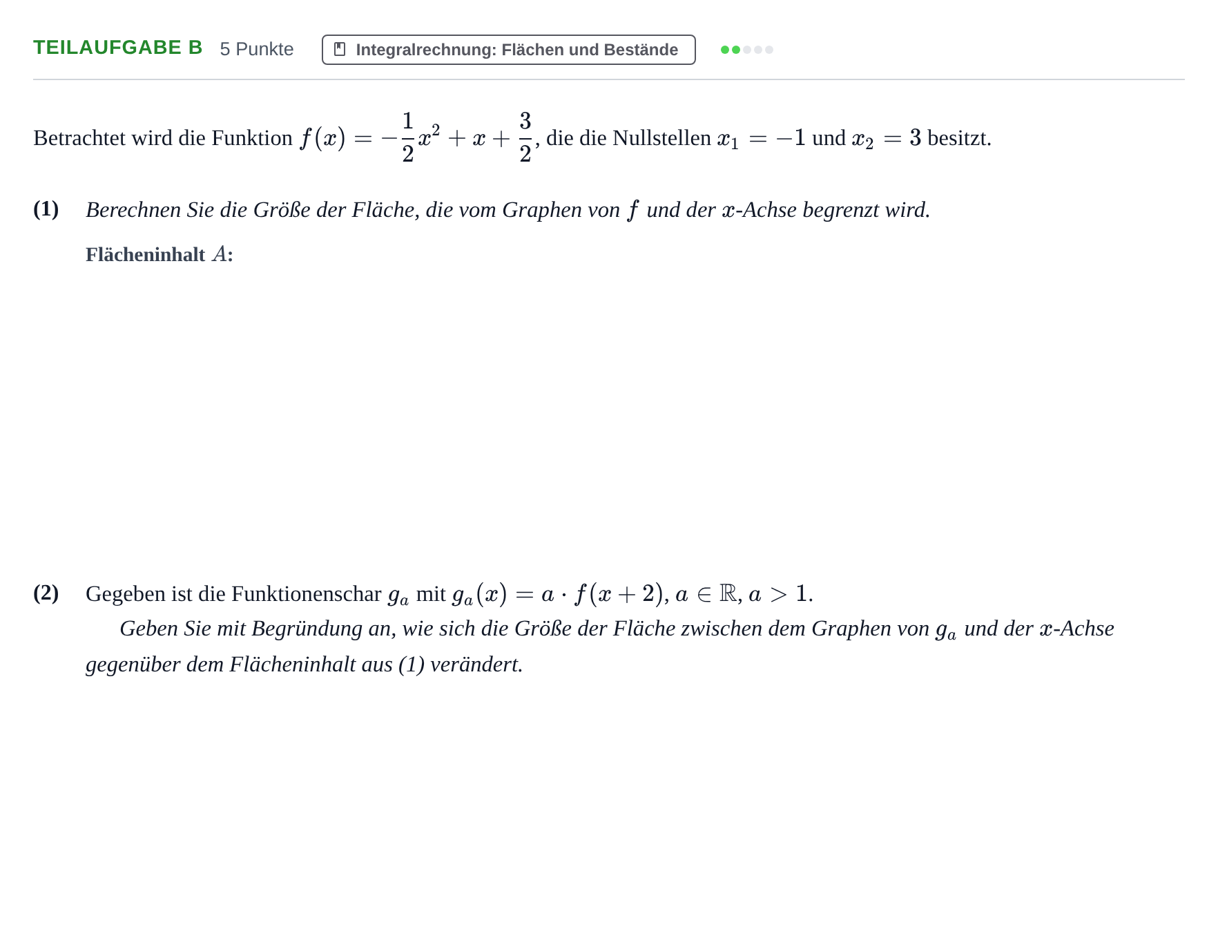 Aufgabenstellung: Teilaufgabe b · Abitur NRW Mathematik LK · Nachtermin · CAS · Weiterbildungsko 2022