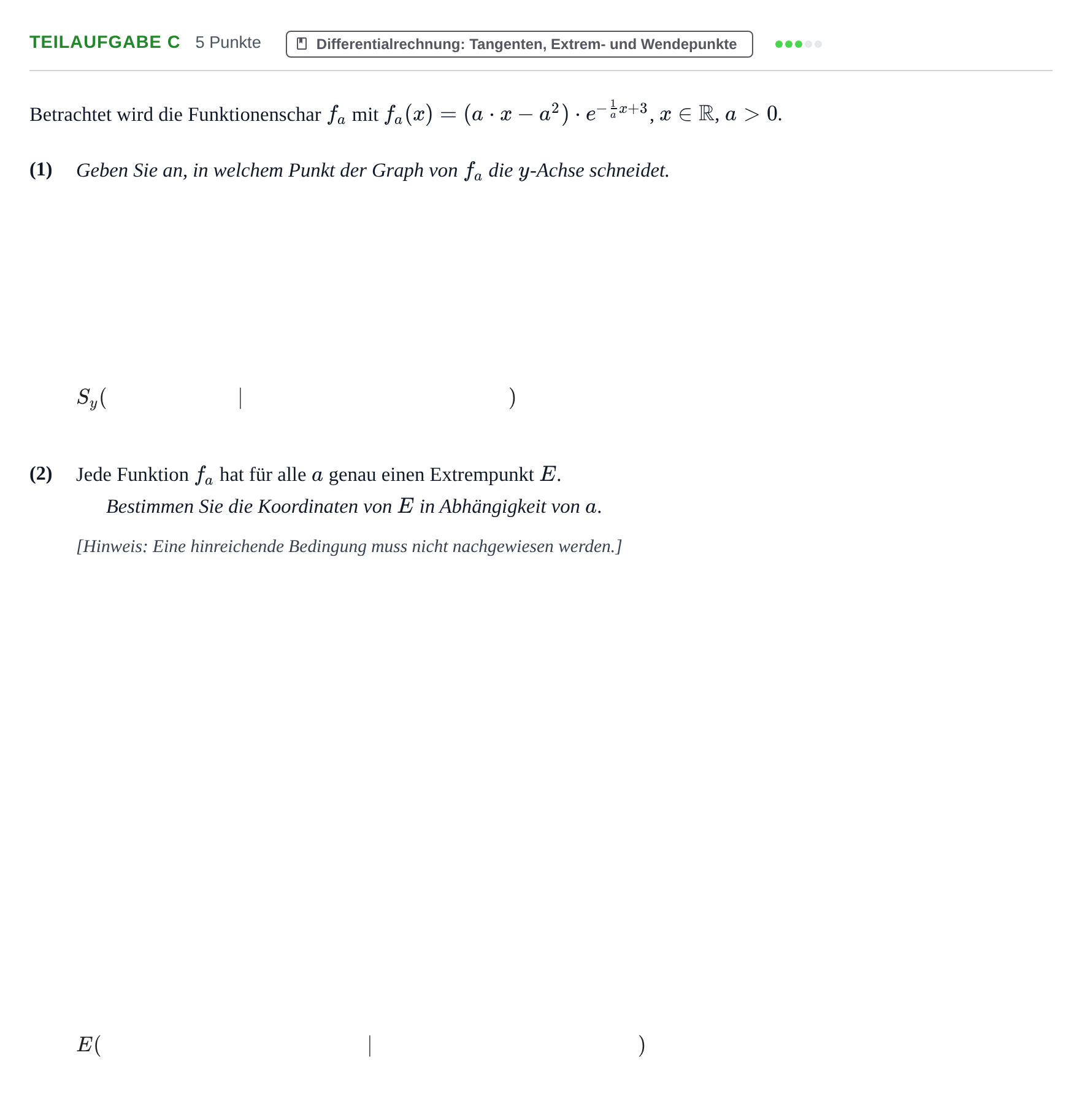 Aufgabenstellung: Teilaufgabe c · Abitur NRW Mathematik LK · Nachtermin · CAS · Weiterbildungsko 2022