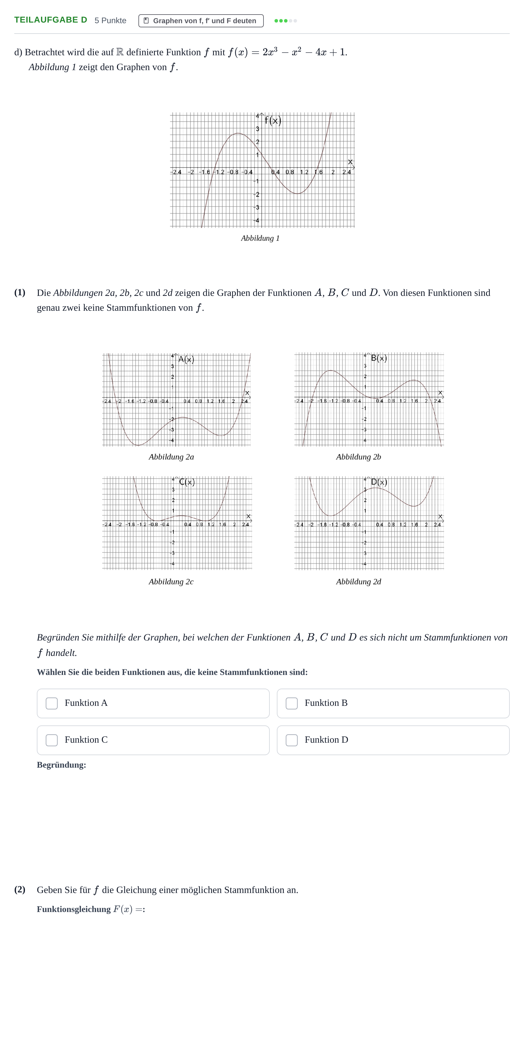 Aufgabenstellung: Teilaufgabe d · Abitur NRW Mathematik LK · Nachtermin · CAS · Weiterbildungsko 2022