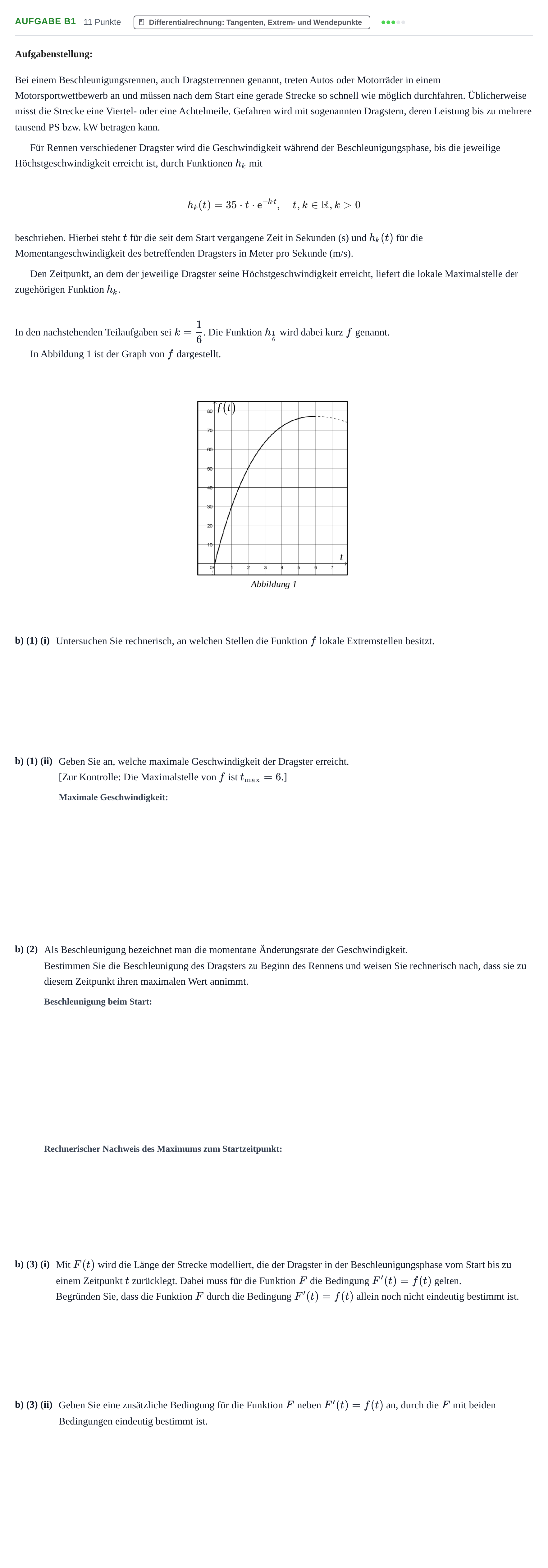 Aufgabenstellung: Aufgabe B1 - Differentialrechnung · Abitur NRW Mathematik LK · Nachtermin · CAS · Weiterbildungsko 2022