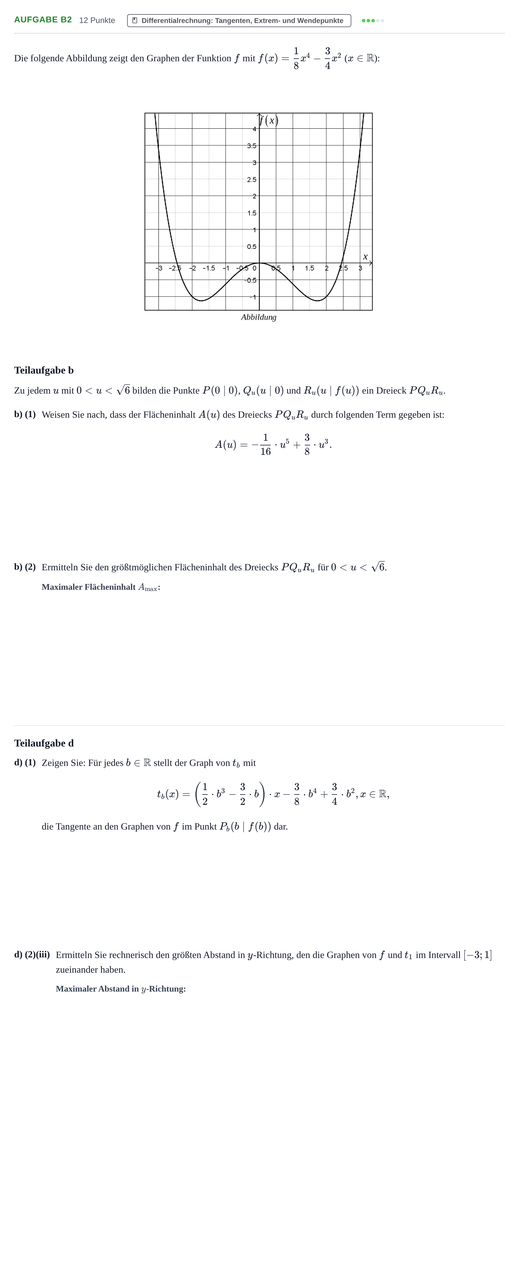 Aufgabenstellung: Aufgabe B2 - Differentialrechnung · Abitur NRW Mathematik LK · Nachtermin · CAS · Weiterbildungsko 2022