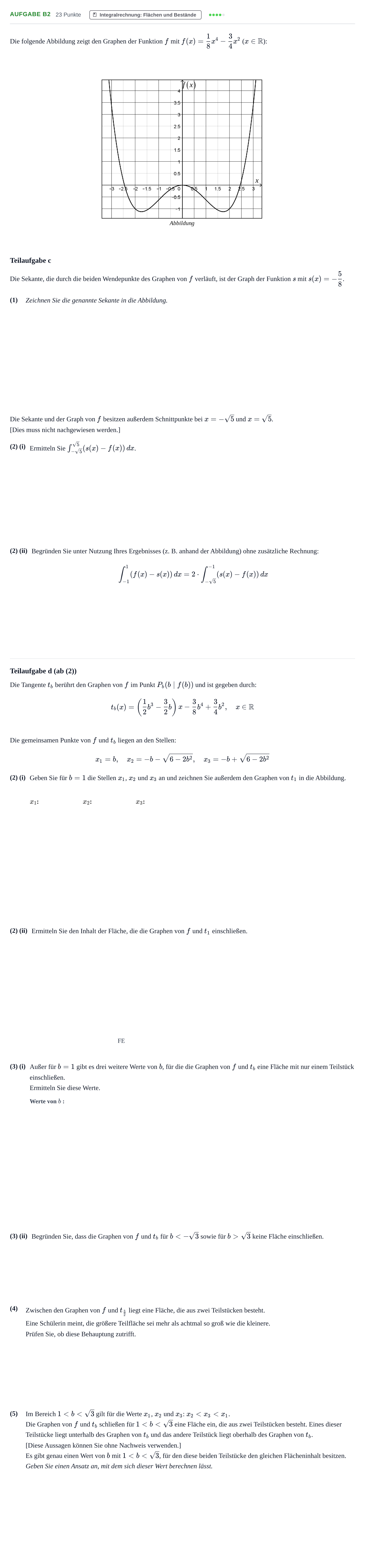 Aufgabenstellung: Aufgabe B2 - Integralrechnung · Abitur NRW Mathematik LK · Nachtermin · CAS · Weiterbildungsko 2022