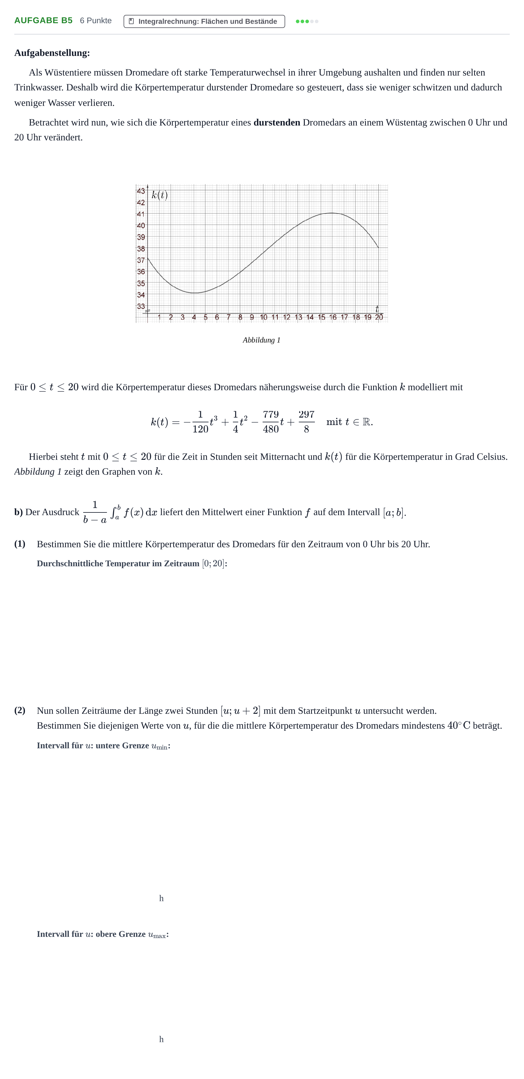 Aufgabenstellung: Aufgabe B5 - Integralrechnung · Abitur NRW Mathematik LK · Nachtermin · CAS · Weiterbildungsko 2022