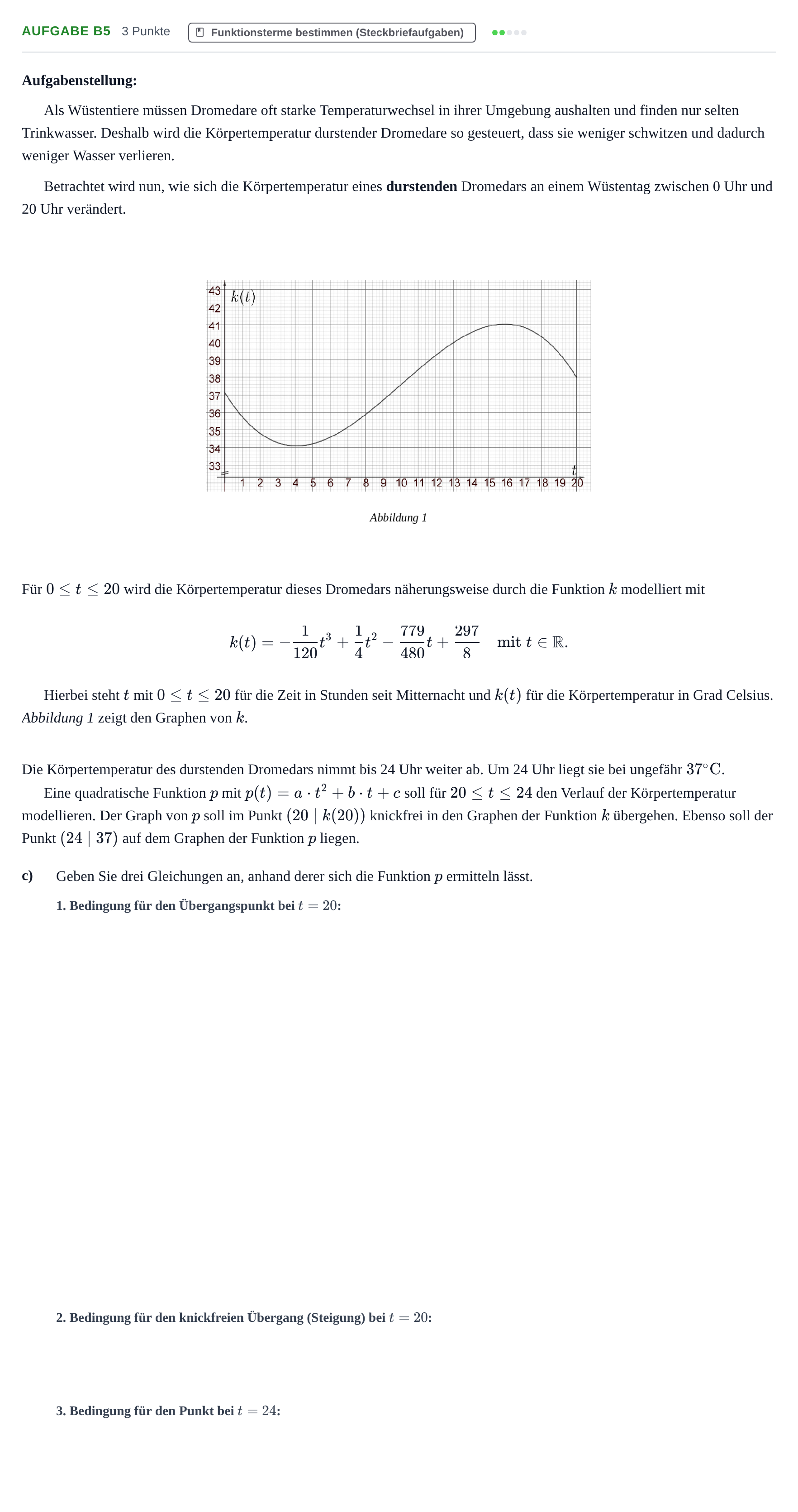Aufgabenstellung: Aufgabe B5 - Funktionsterme bestimmen · Abitur NRW Mathematik LK · Nachtermin · CAS · Weiterbildungsko 2022