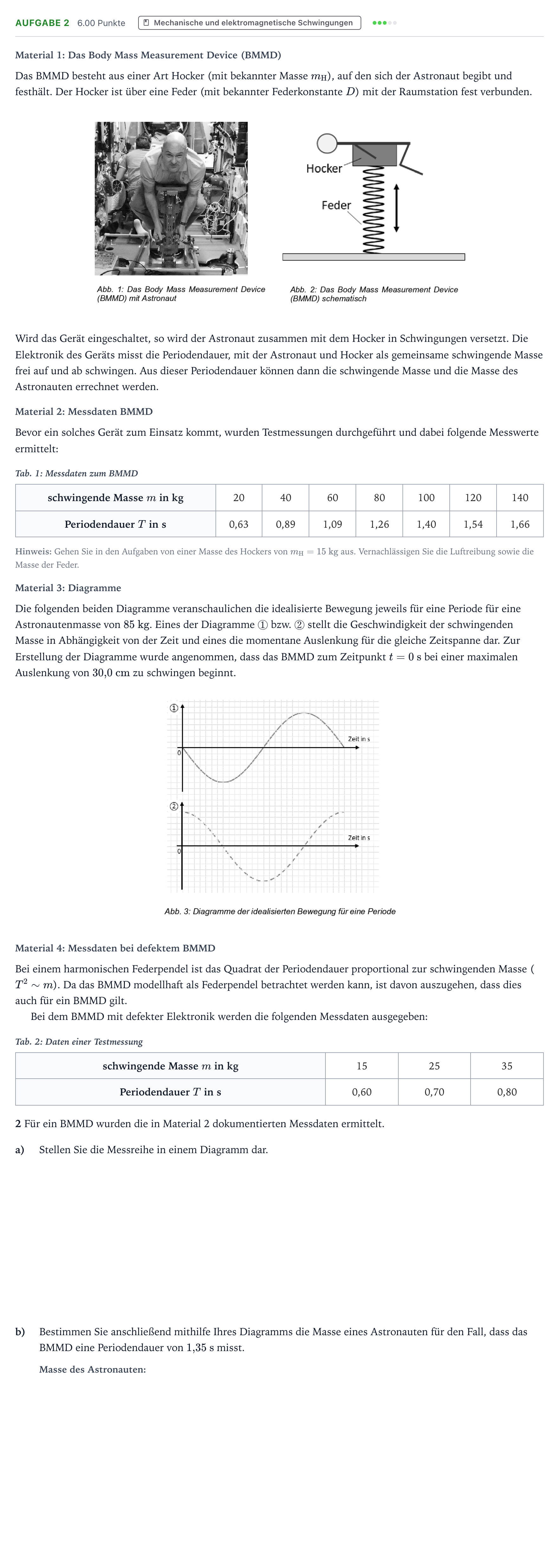 Aufgabenstellung: Aufgabe 2 · Abitur NRW Physik GK · Massenbestimmung 2025
