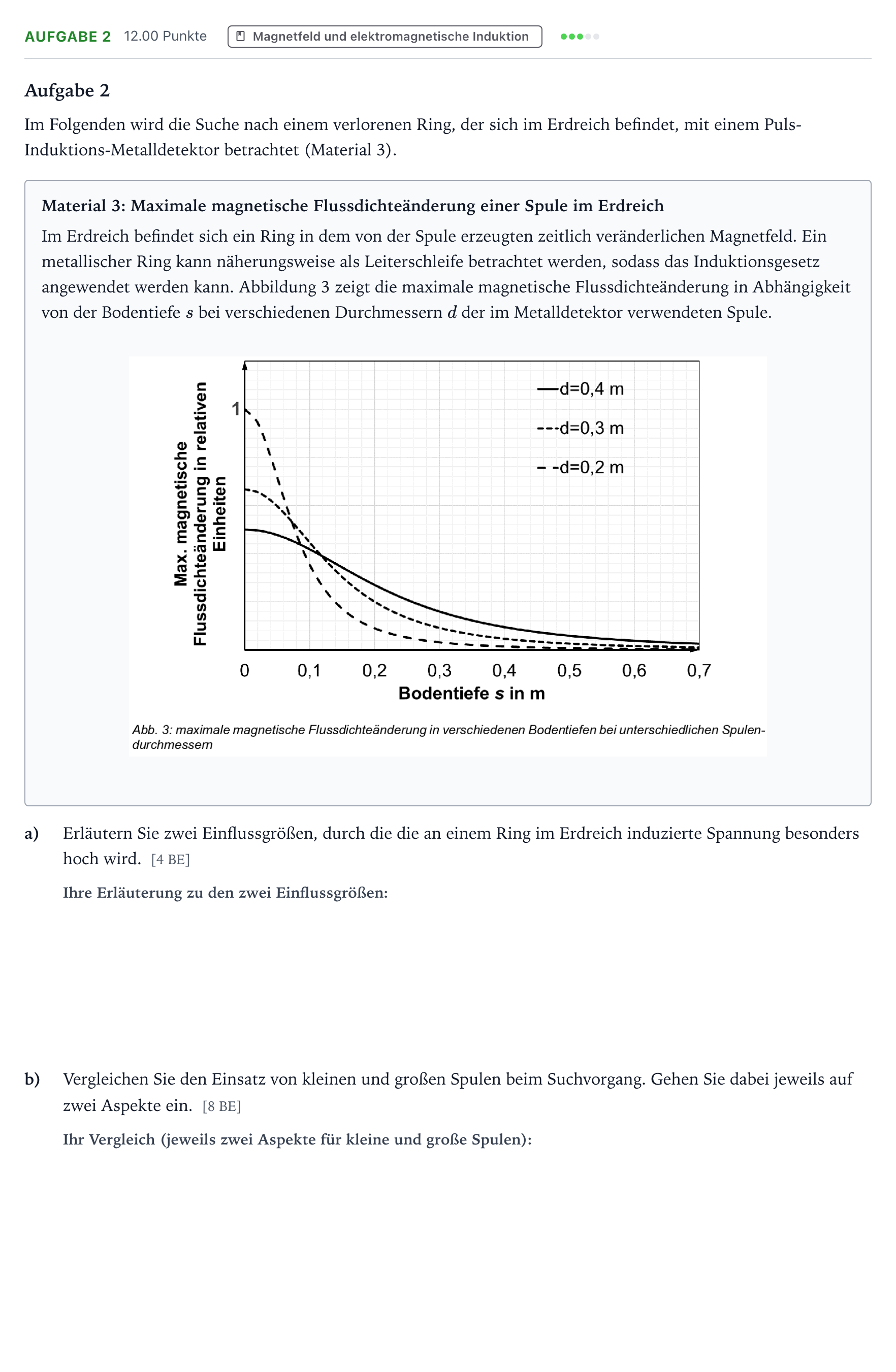 Aufgabenstellung: Aufgabe 2 · Abitur NRW Physik LK · Metalldetektoren 2026