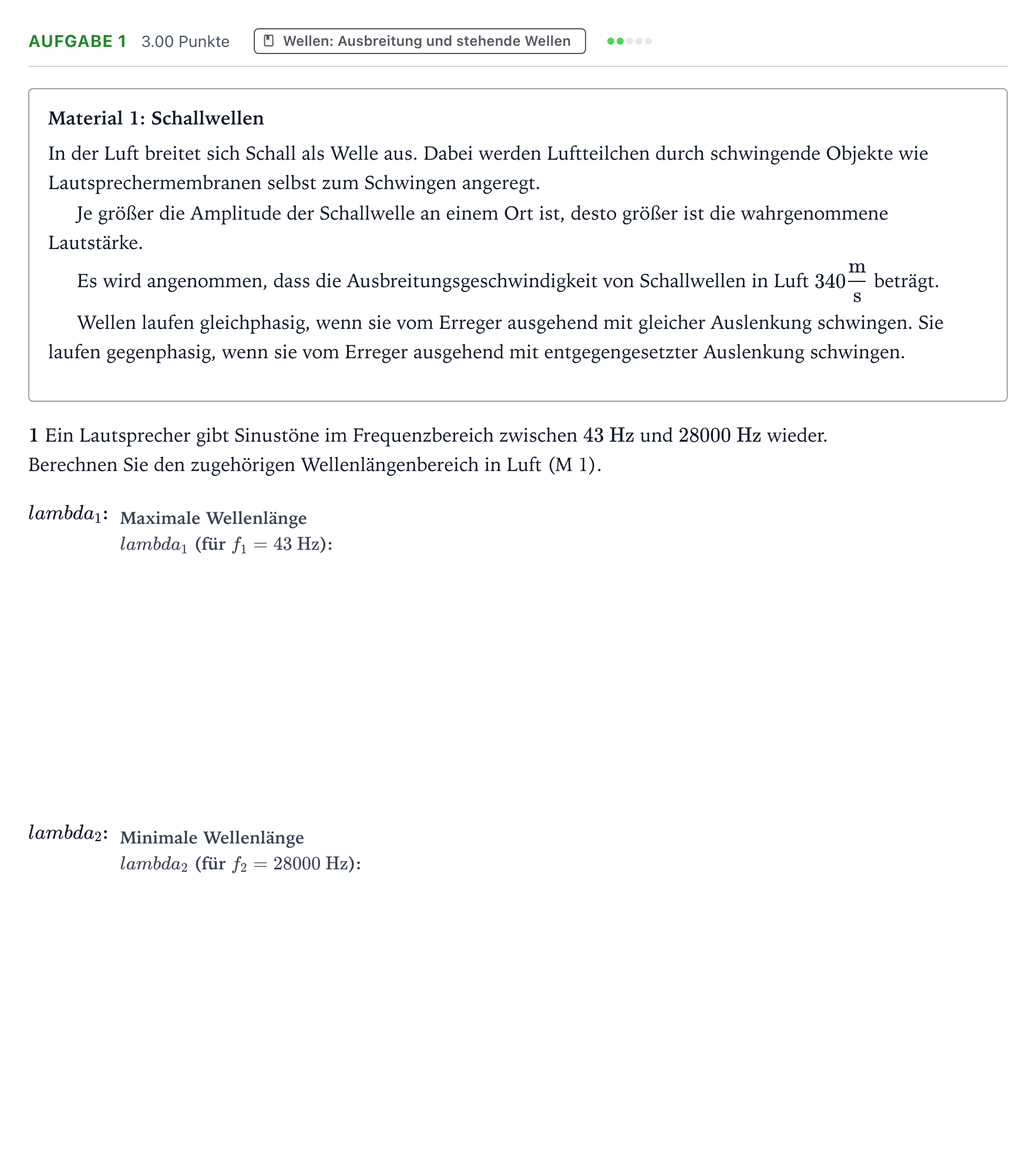 Aufgabenstellung: Aufgabe 1 · Abitur NRW Physik GK · Noise-Cancelling 2025