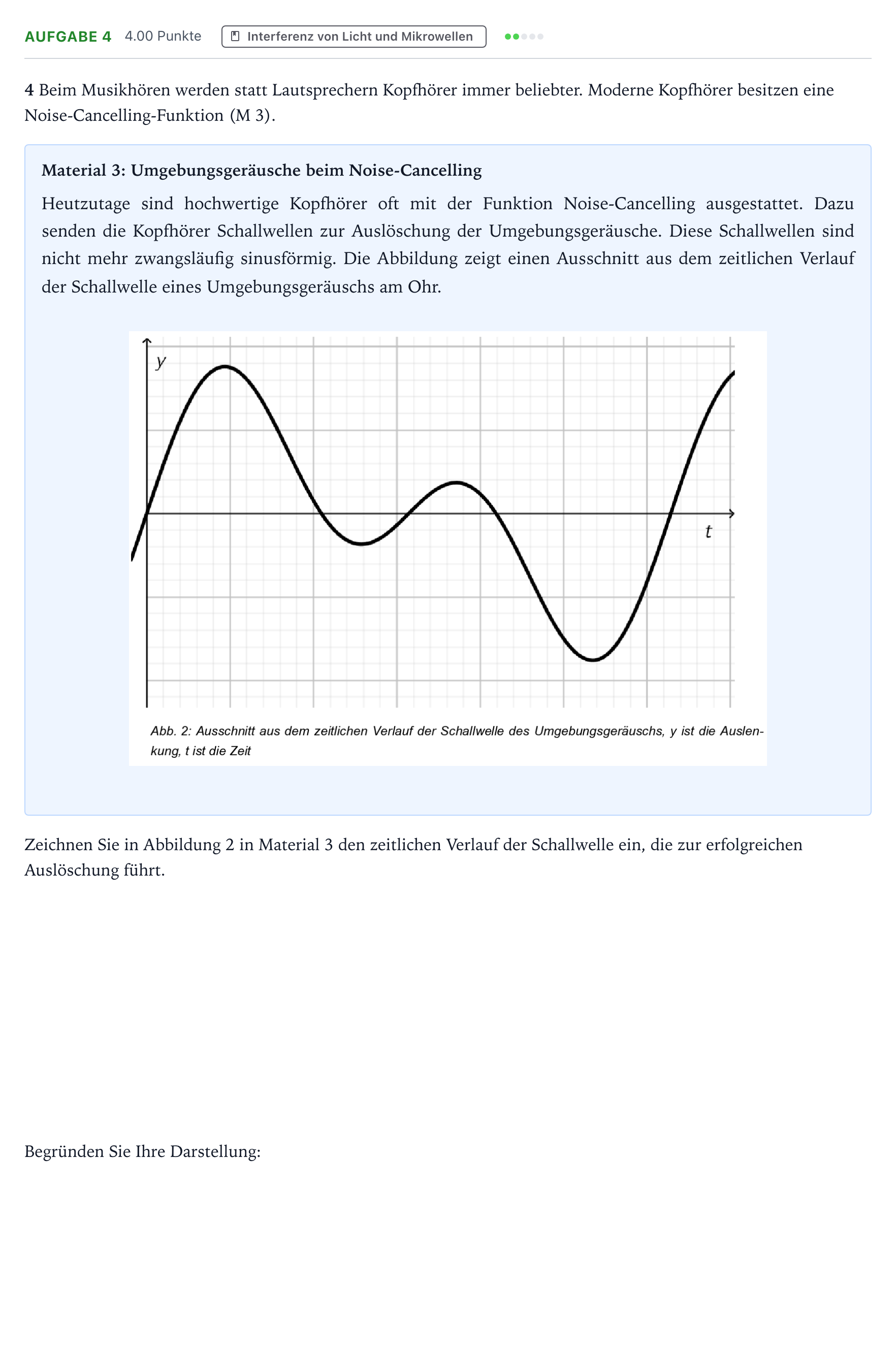 Aufgabenstellung: Aufgabe 4 · Abitur NRW Physik GK · Noise-Cancelling 2025