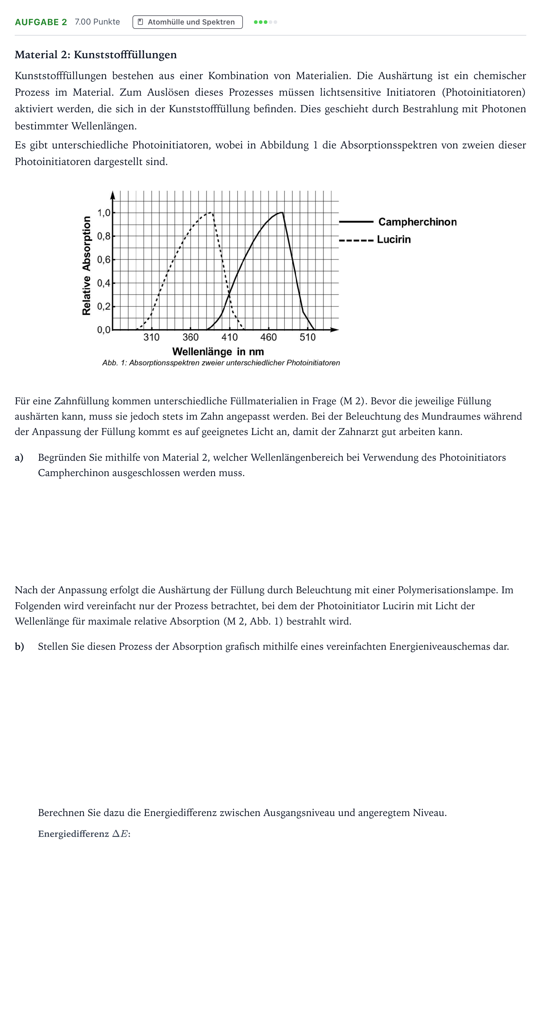 Aufgabenstellung: Aufgabe 2 · Abitur NRW Physik GK · Photonen in der Zahnmedizin 2026