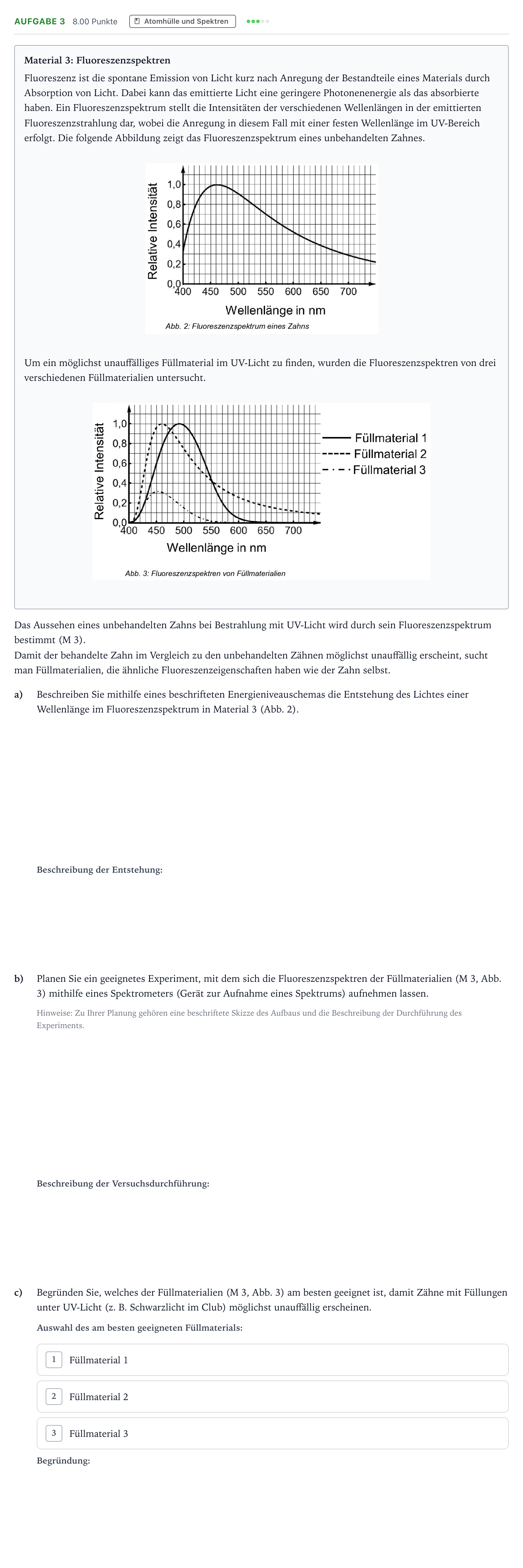 Aufgabenstellung: Aufgabe 3 · Abitur NRW Physik GK · Photonen in der Zahnmedizin 2026
