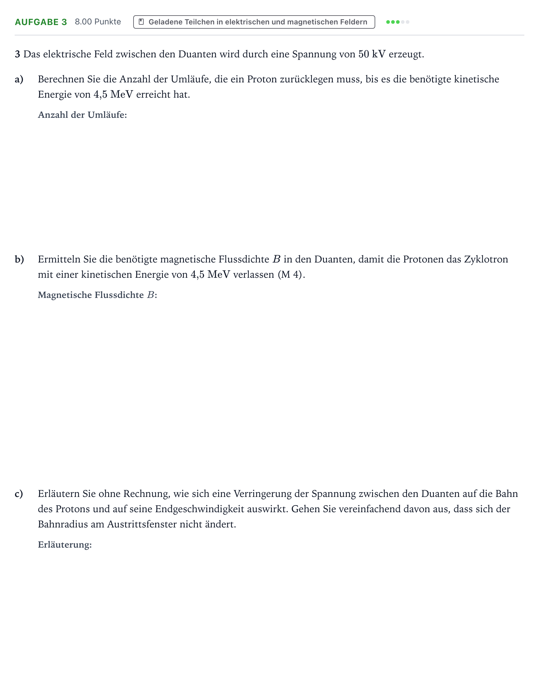 Aufgabenstellung: Aufgabe 3 · Abitur NRW Physik GK · Protonentherapie 2026