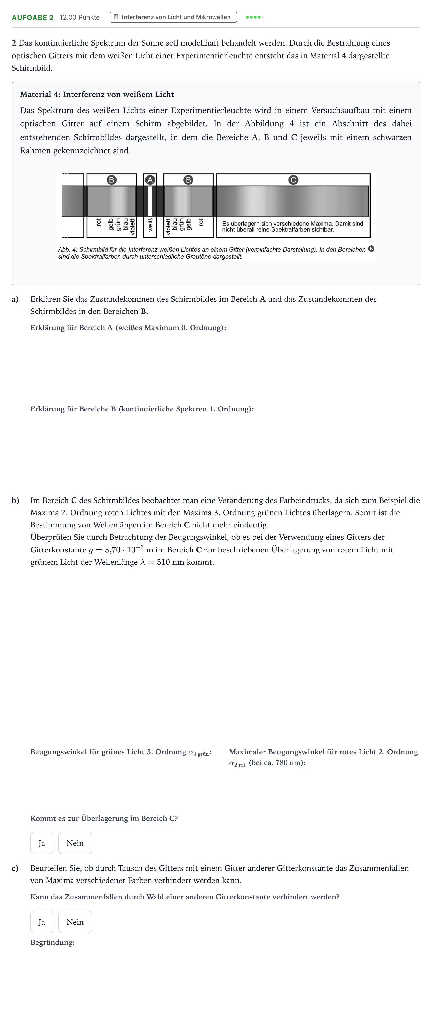Aufgabenstellung: Aufgabe 2 · Abitur NRW Physik LK · Spektroskopie 2026
