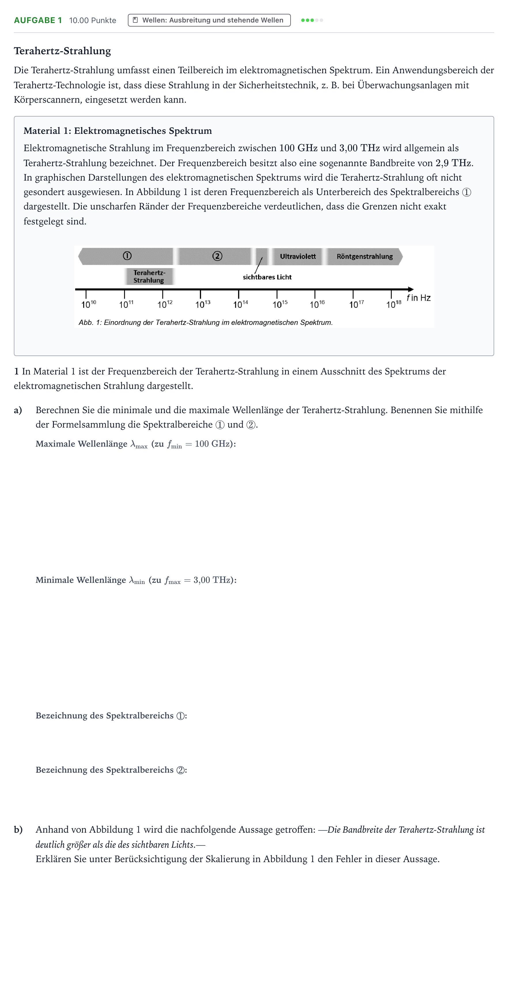 Aufgabenstellung: Aufgabe 1 · Abitur NRW Physik GK · Terahertz-Strahlung 2026