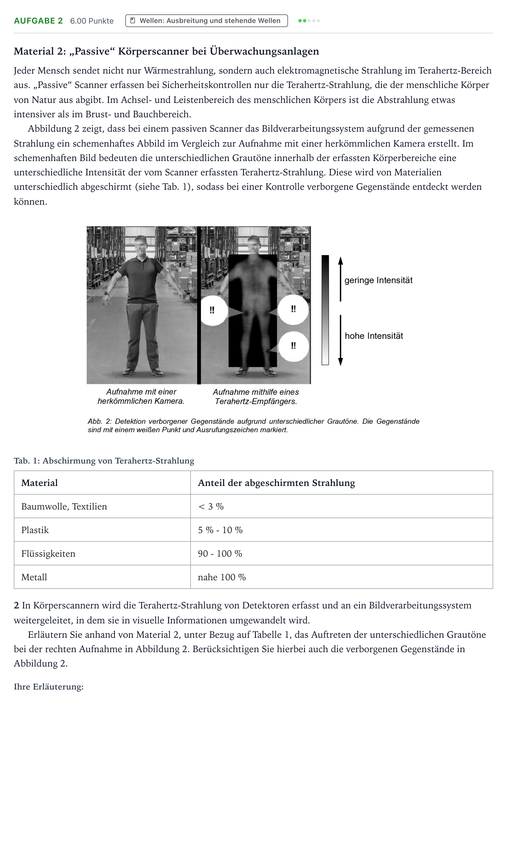 Aufgabenstellung: Aufgabe 2 · Abitur NRW Physik GK · Terahertz-Strahlung 2026