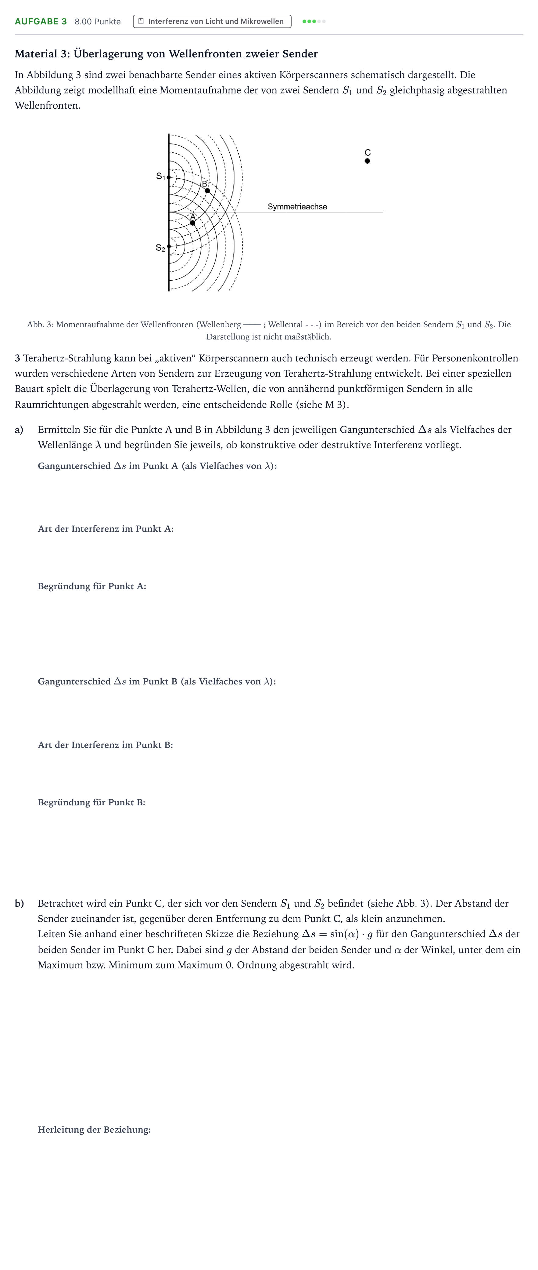 Aufgabenstellung: Aufgabe 3 · Abitur NRW Physik GK · Terahertz-Strahlung 2026