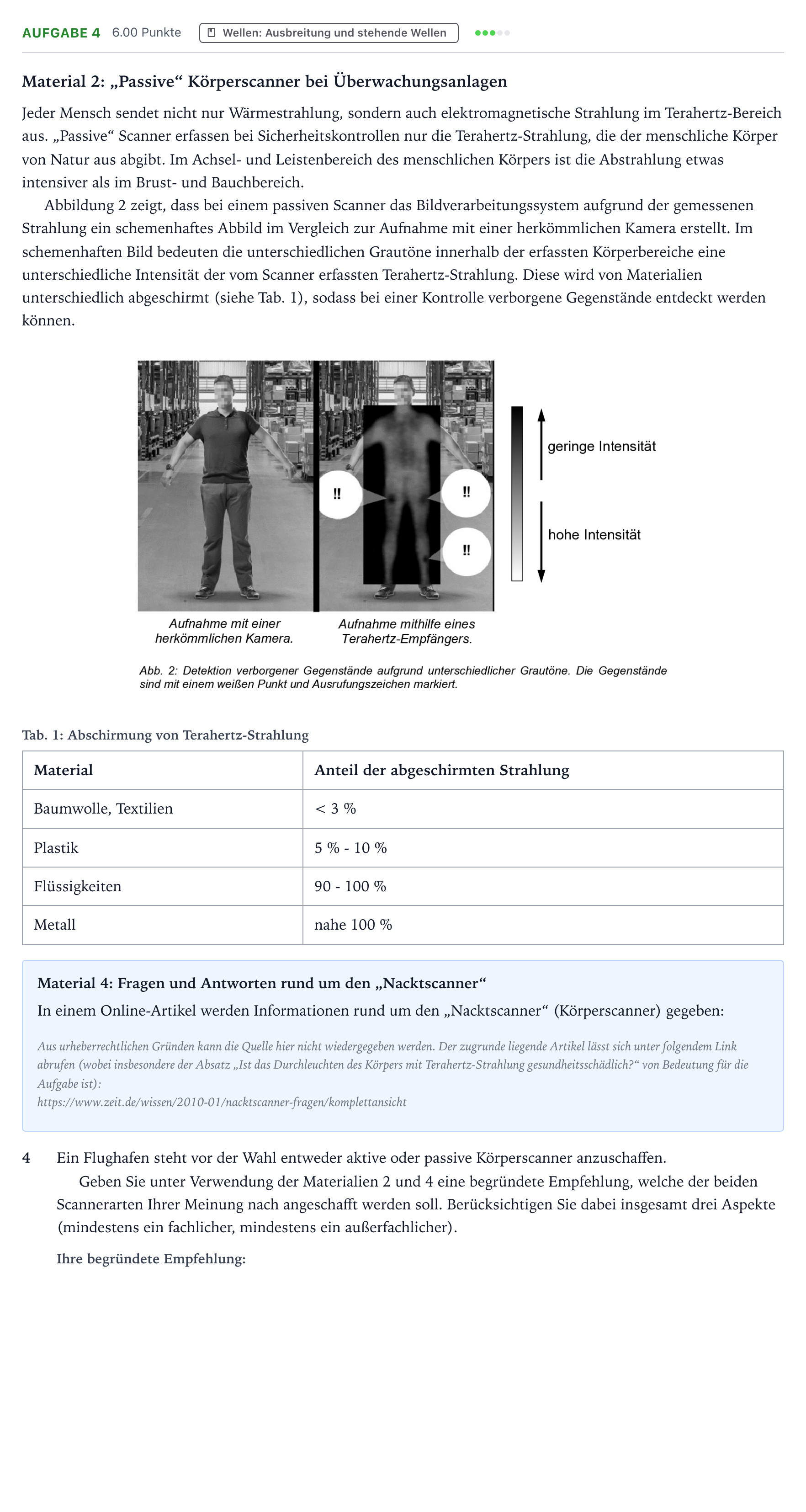 Aufgabenstellung: Aufgabe 4 · Abitur NRW Physik GK · Terahertz-Strahlung 2026