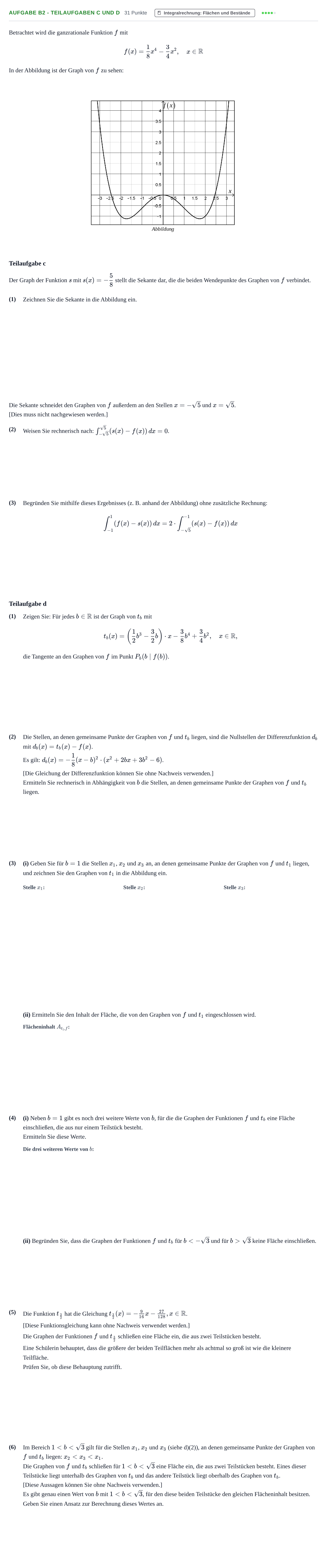 Aufgabenstellung: Aufgabe B2 - Teilaufgaben c und d · Abitur NRW Mathematik LK · Nachtermin · GTR 2022