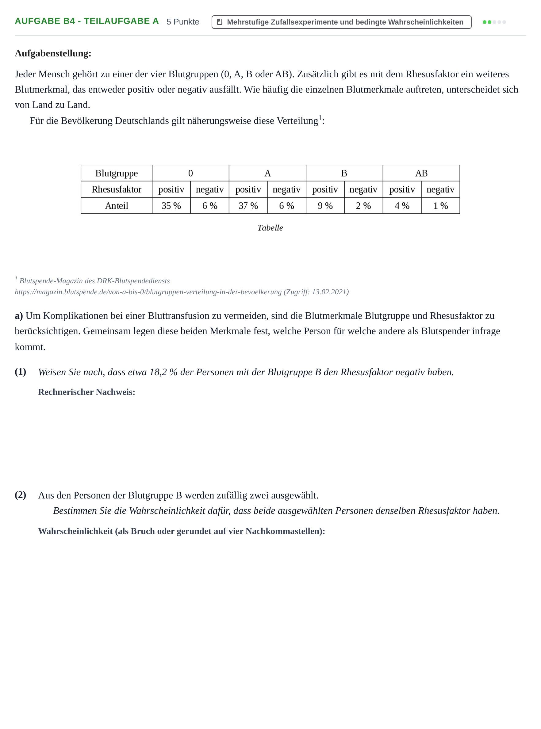 Aufgabenstellung: Aufgabe B4 - Teilaufgabe a · Abitur NRW Mathematik LK · Nachtermin · GTR 2022