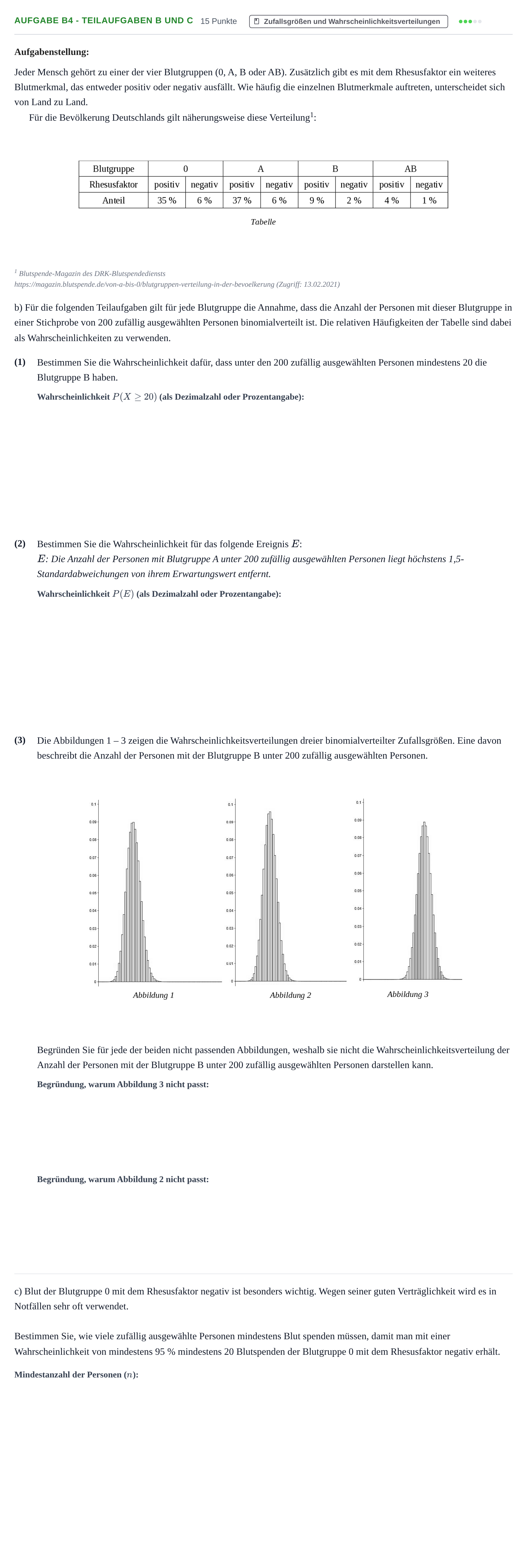 Aufgabenstellung: Aufgabe B4 - Teilaufgaben b und c · Abitur NRW Mathematik LK · Nachtermin · GTR 2022