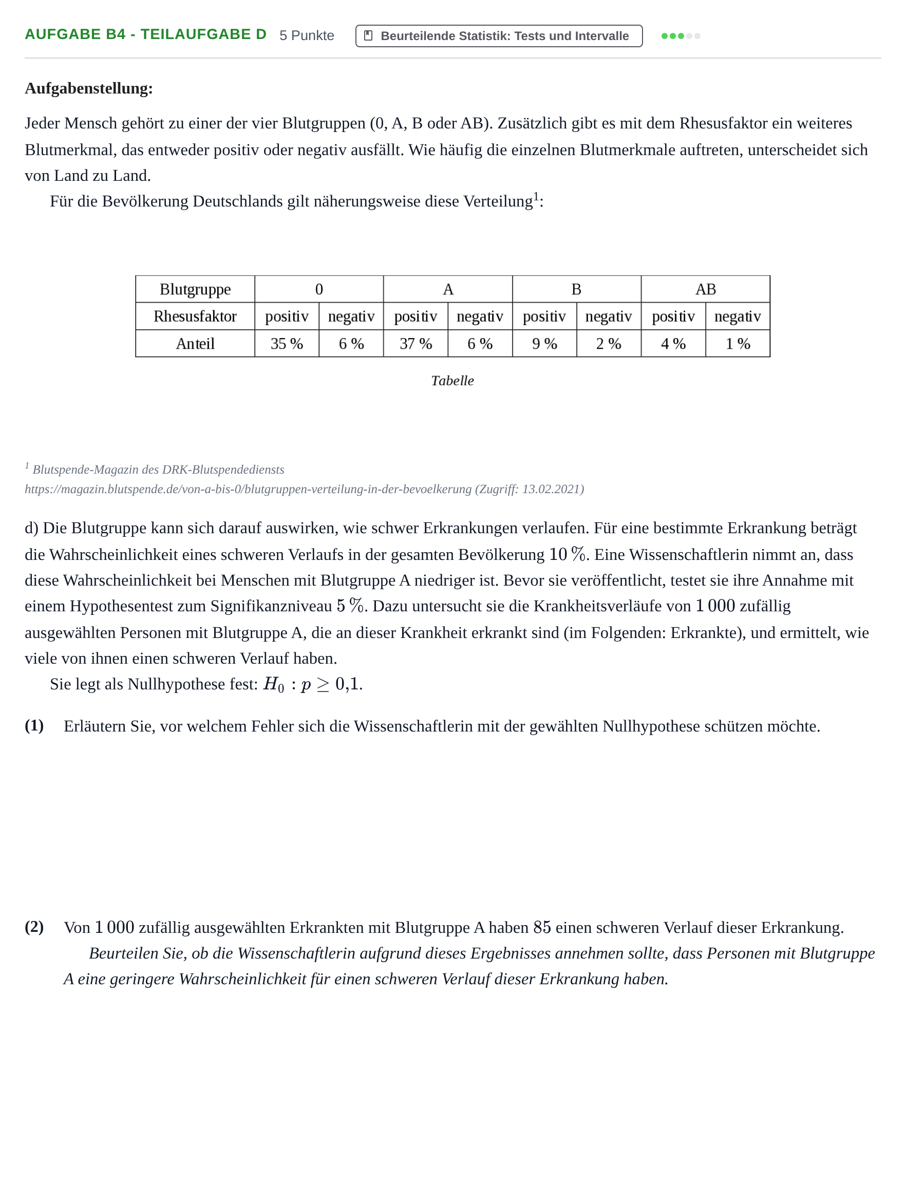 Aufgabenstellung: Aufgabe B4 - Teilaufgabe d · Abitur NRW Mathematik LK · Nachtermin · GTR 2022