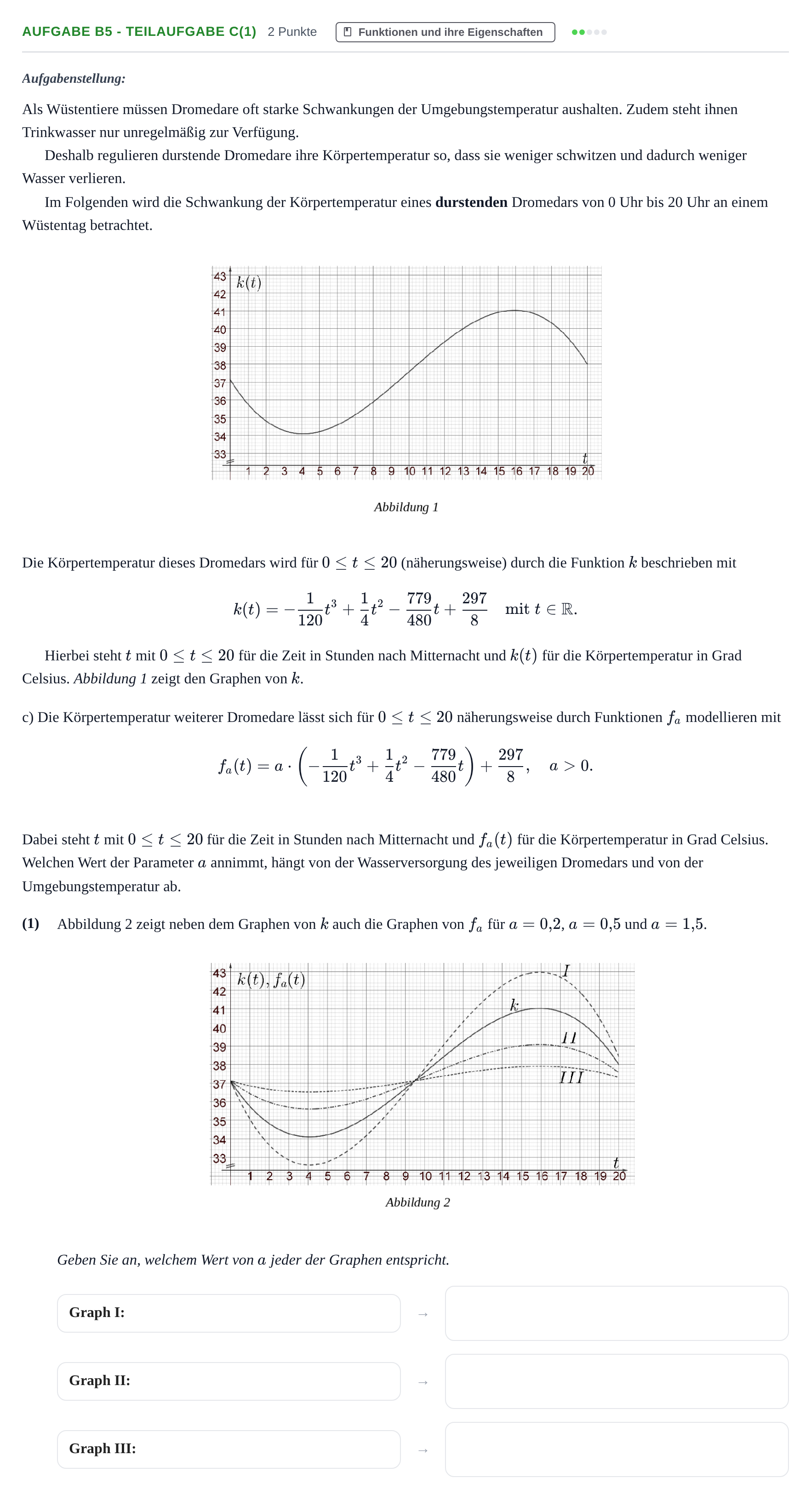 Aufgabenstellung: Aufgabe B5 - Teilaufgabe c(1) · Abitur NRW Mathematik LK · Nachtermin · GTR 2022